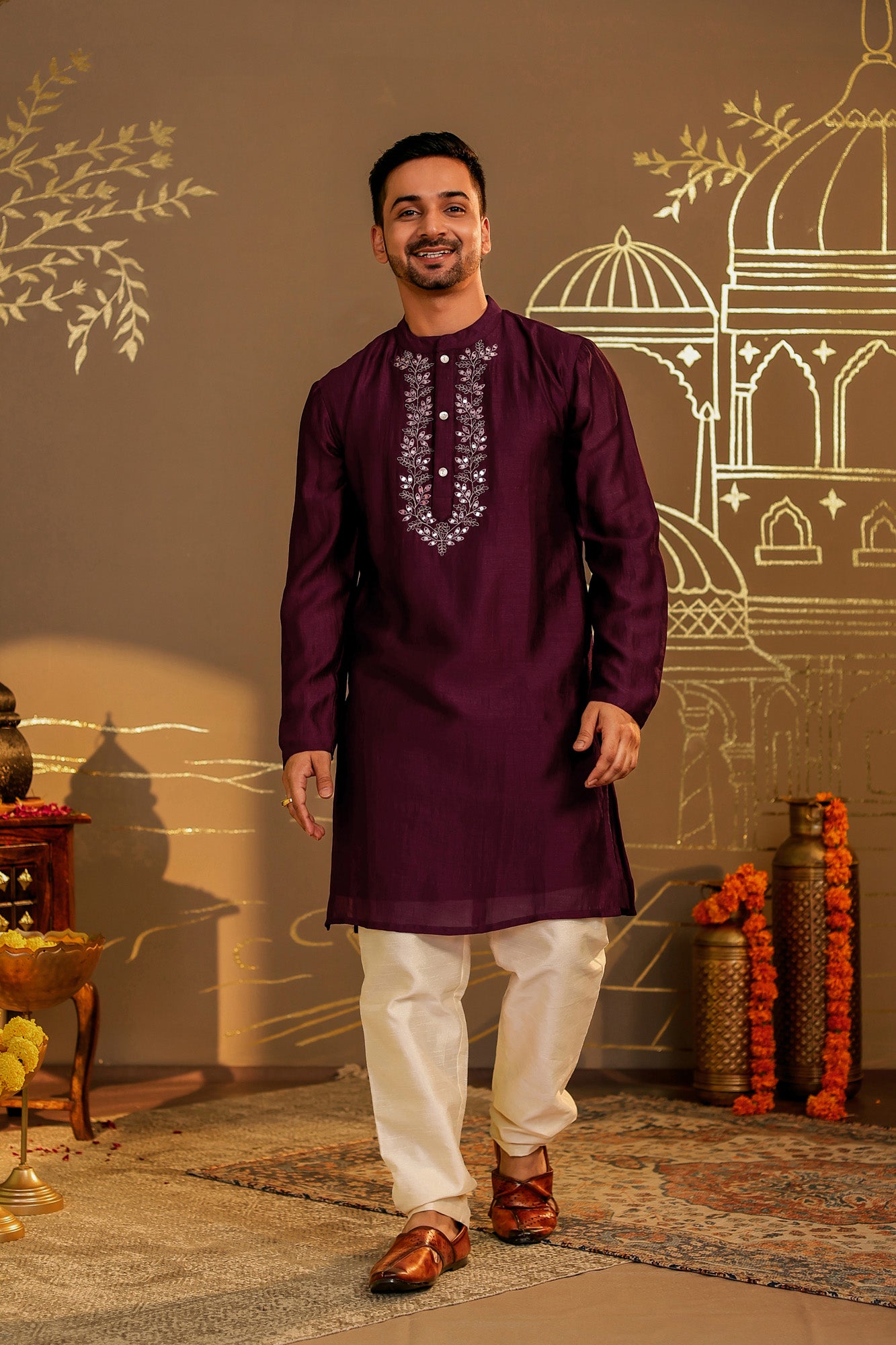 Magenta Utsav Mens Kurta Pajama