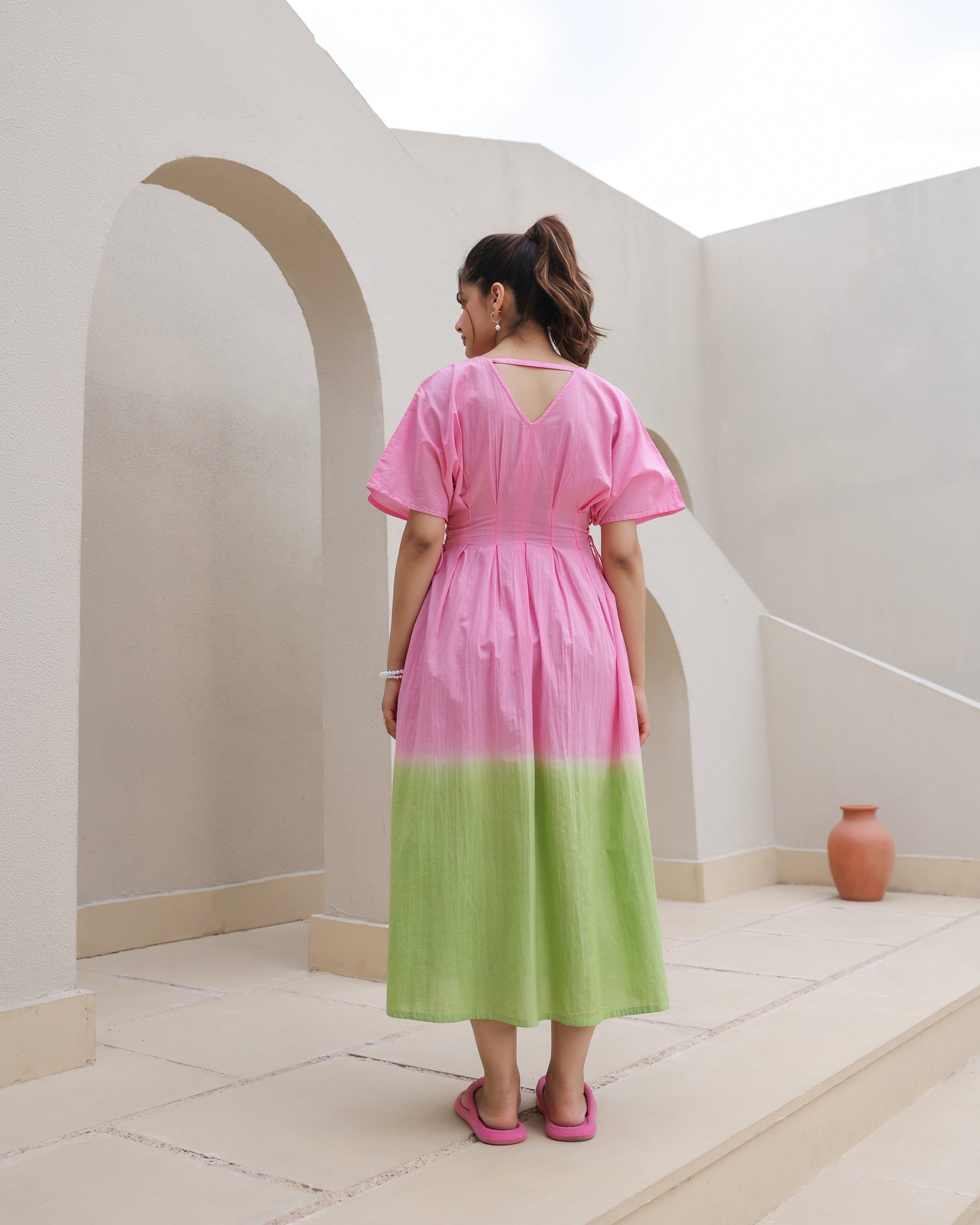 Blush Meadow Dip-Dyed Midi Dress