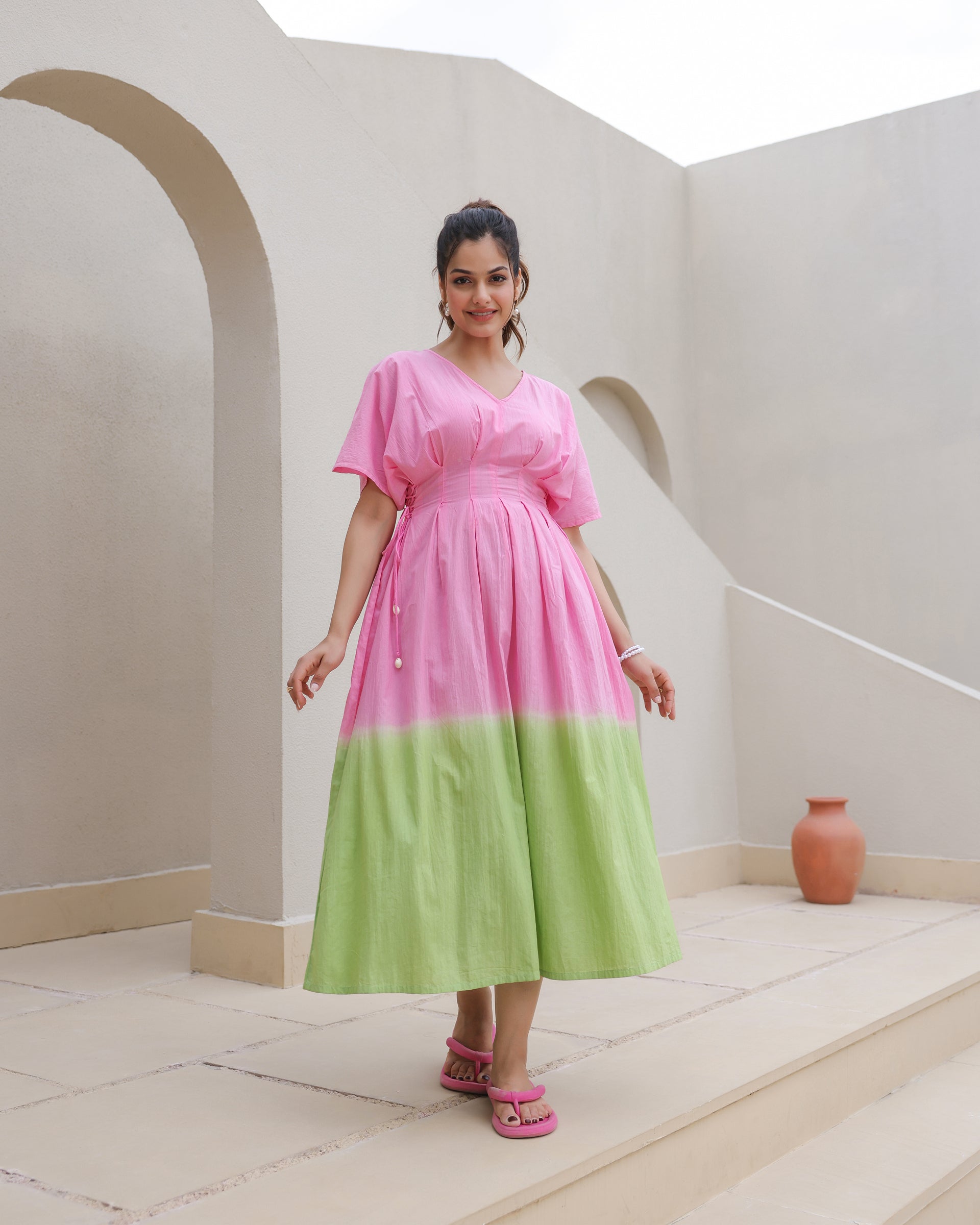 Blush Meadow Dip-Dyed Midi Dress
