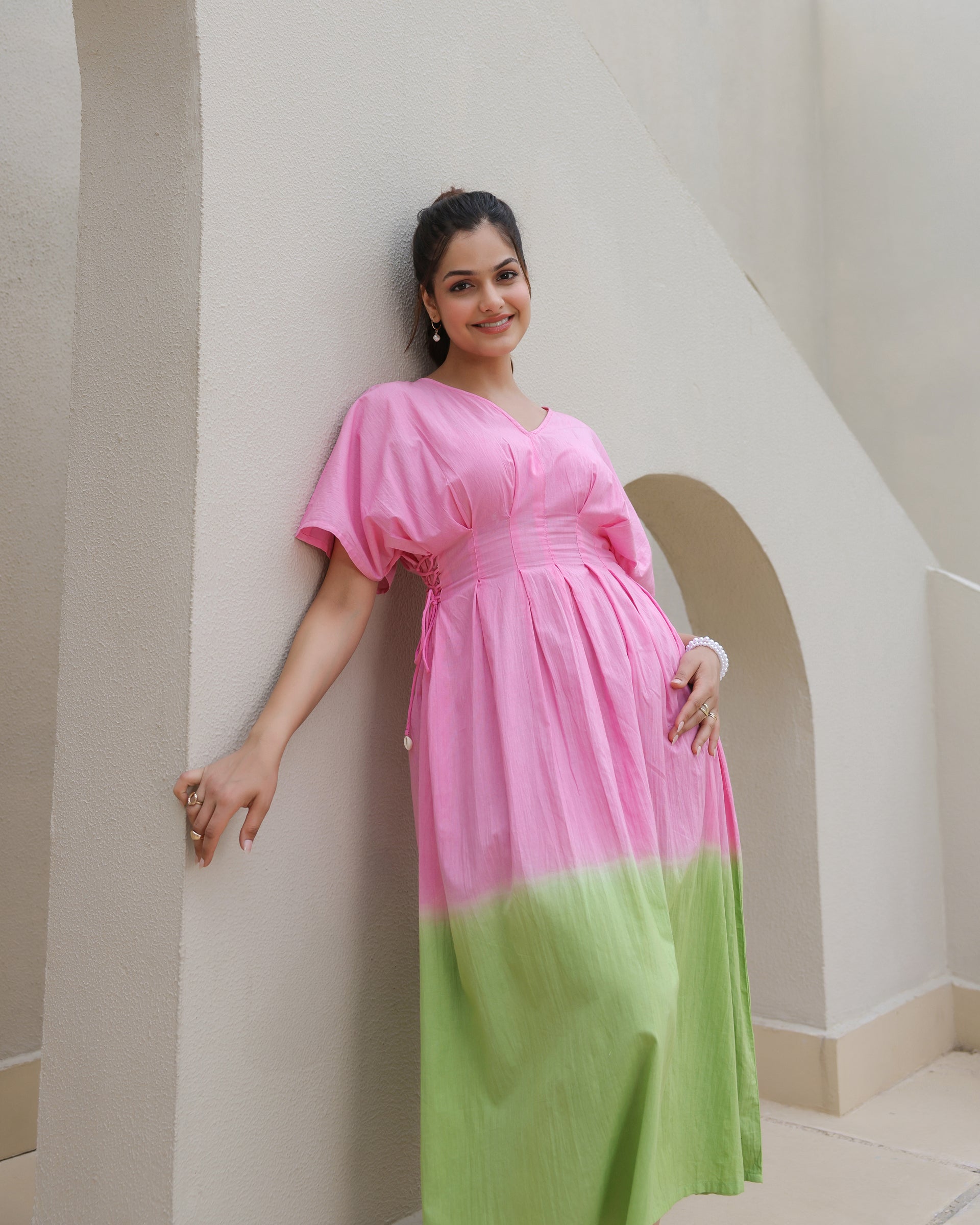 Blush Meadow Dip-Dyed Midi Dress