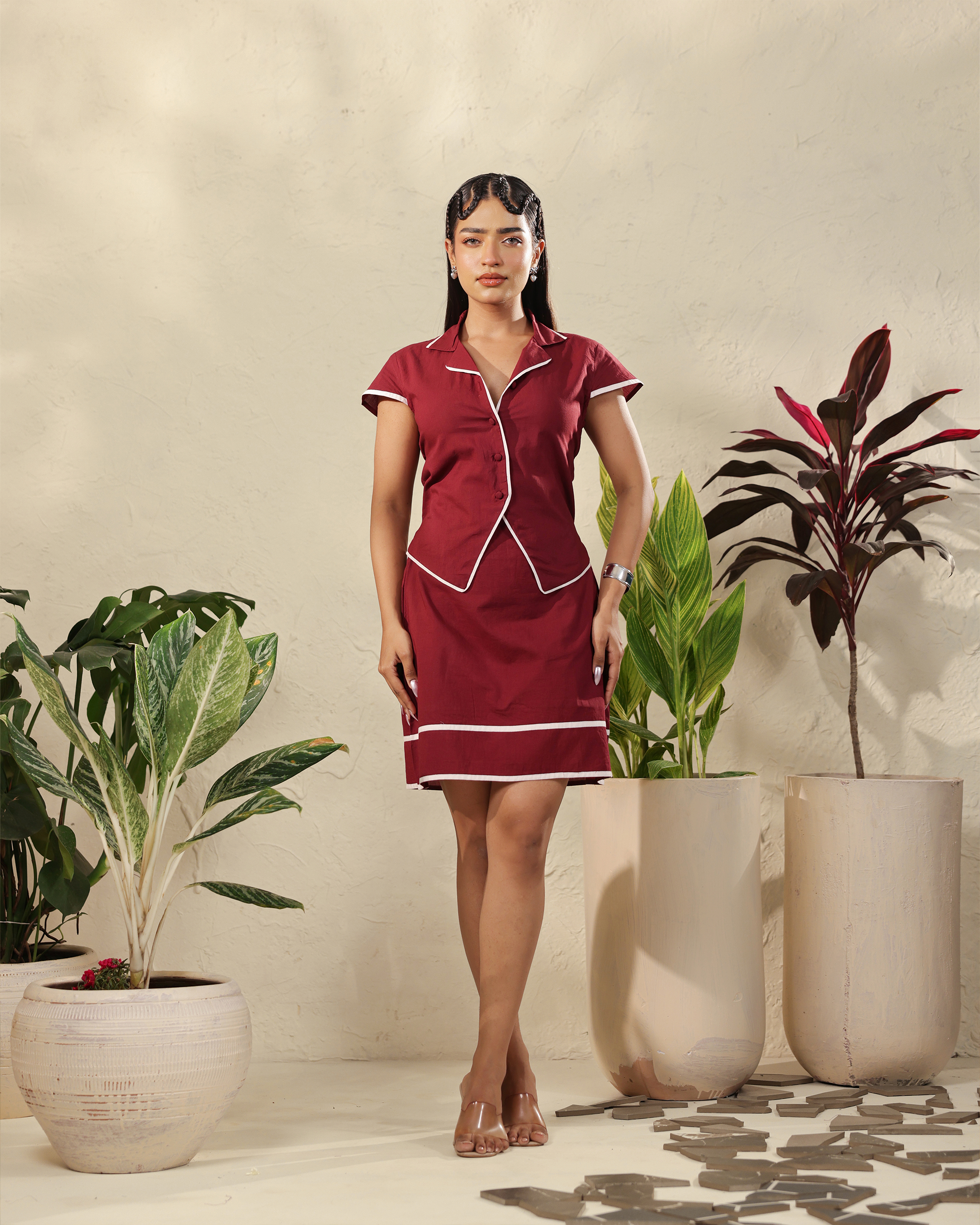Smart Casual Maroon Co-Ord Set for Women