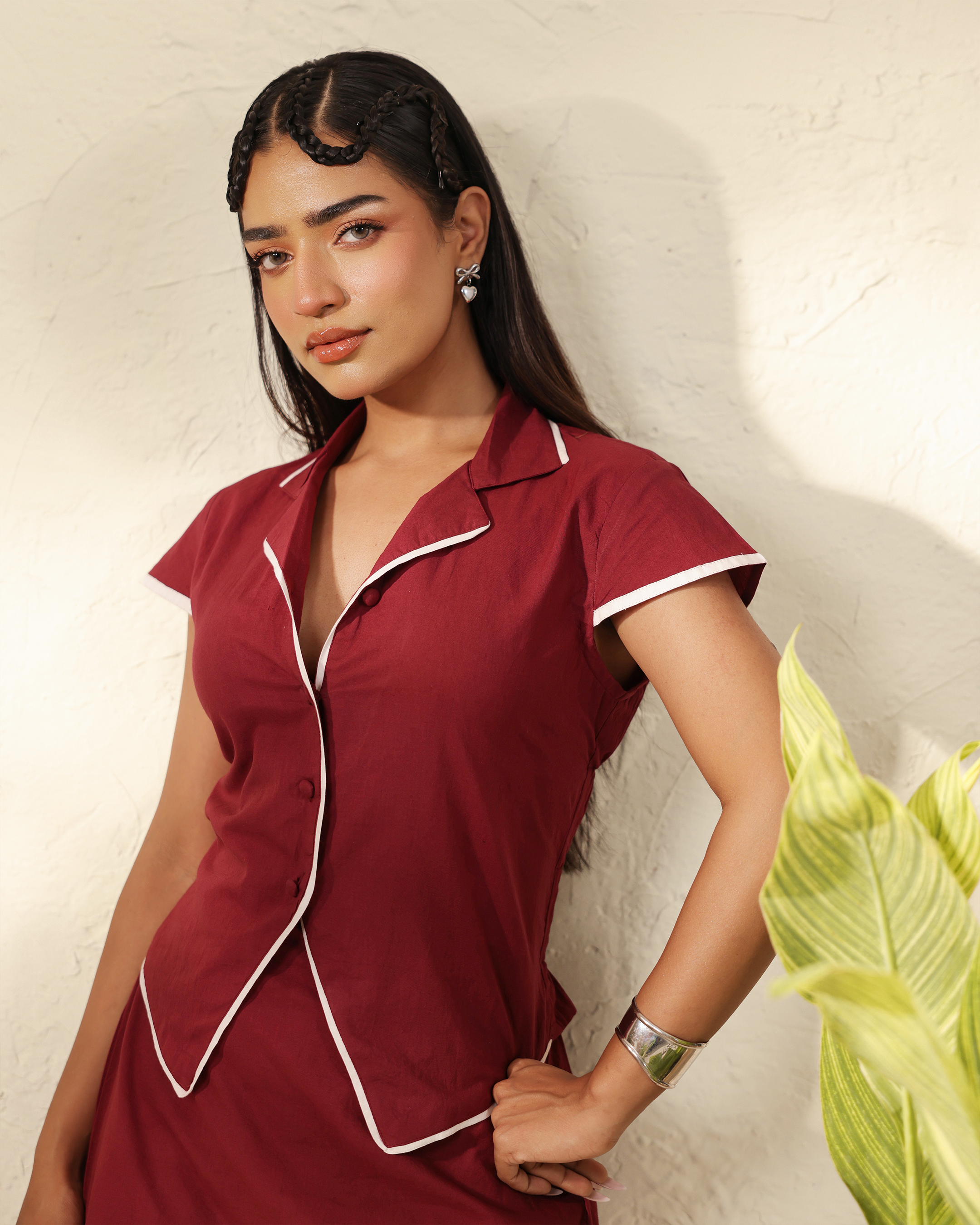 Smart Casual Maroon Co-Ord Set for Women