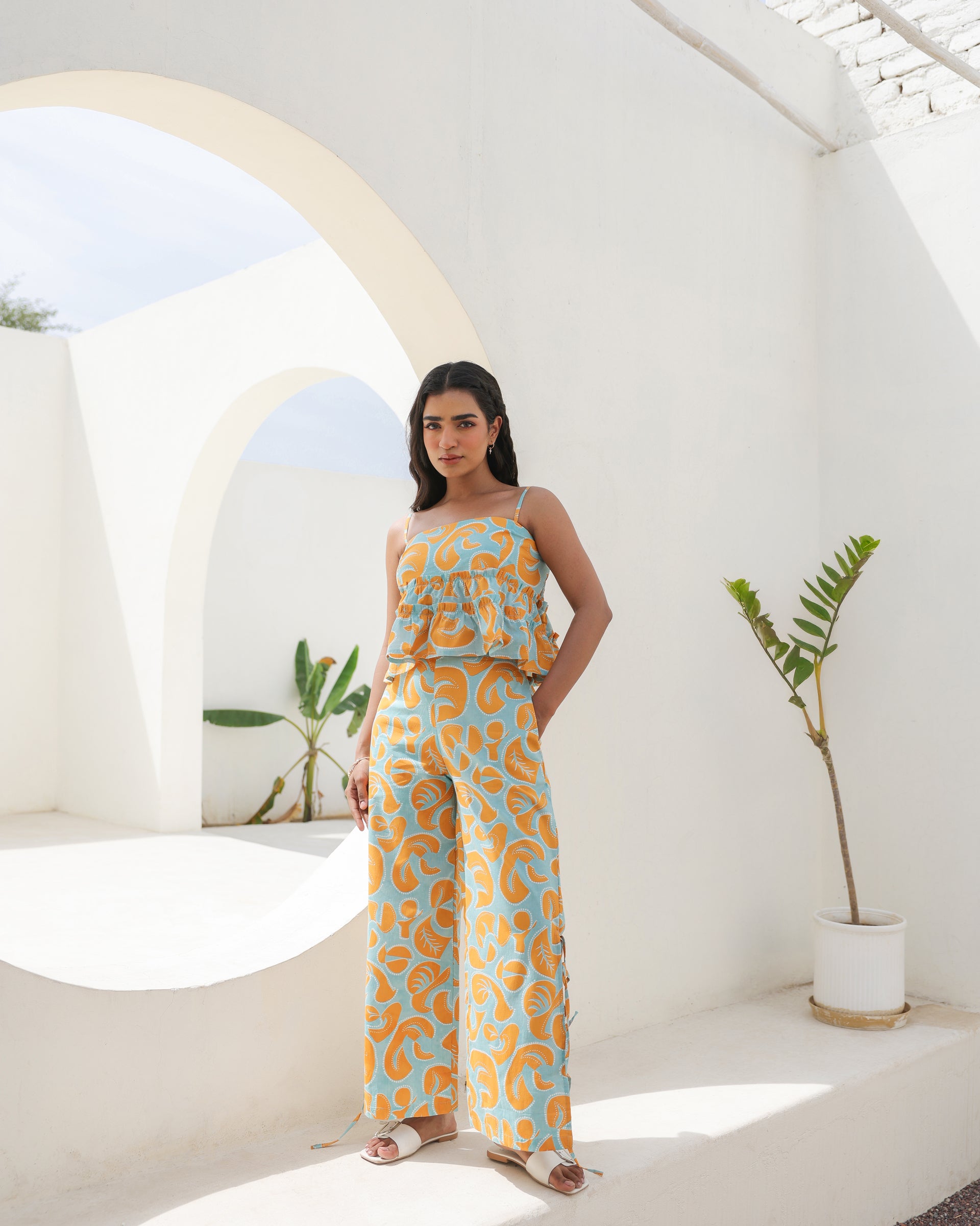 Citrus Bloom Spaghetti Strap Co-Ord Set