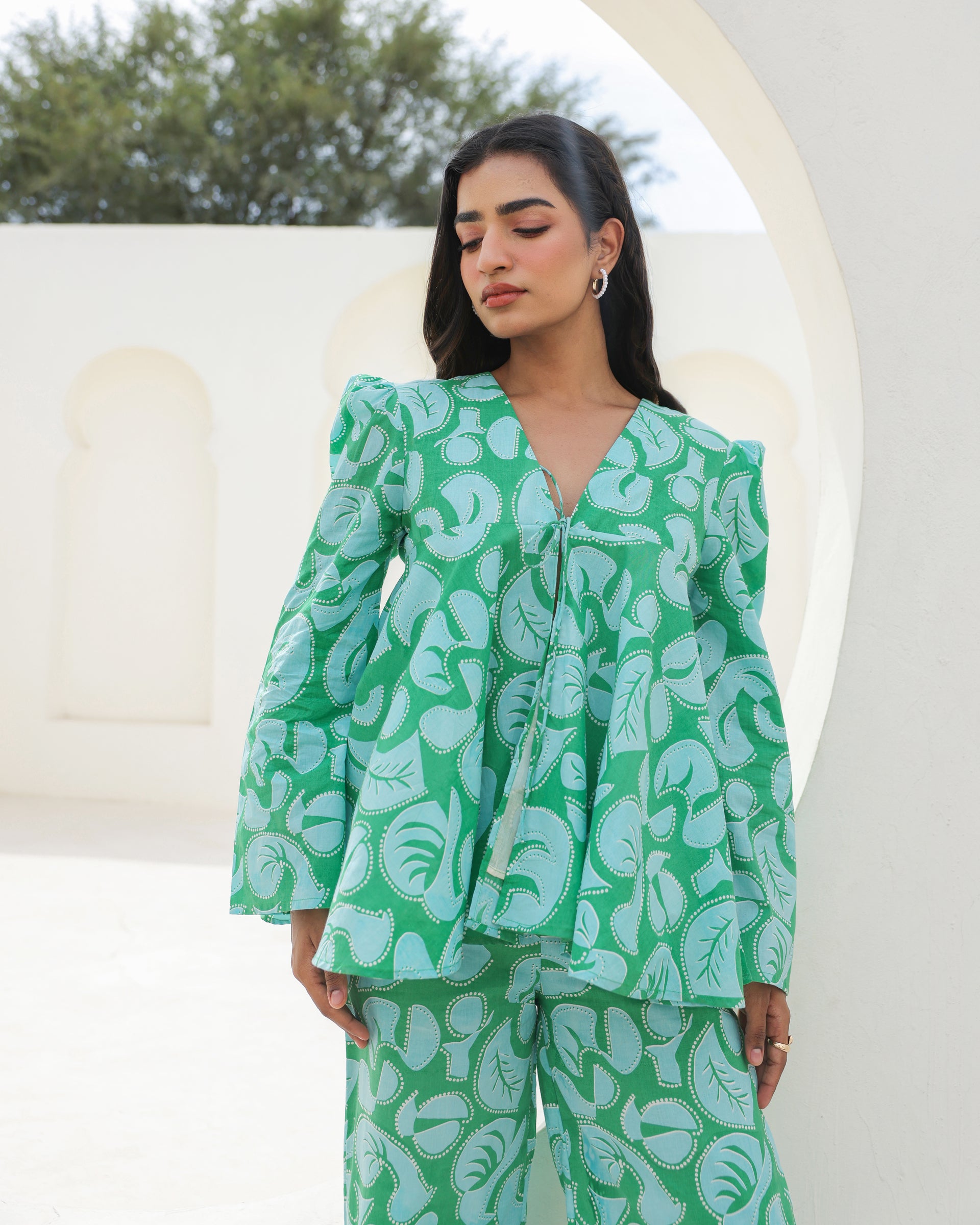 Mint Swirl Flared Top Co-Ord Set