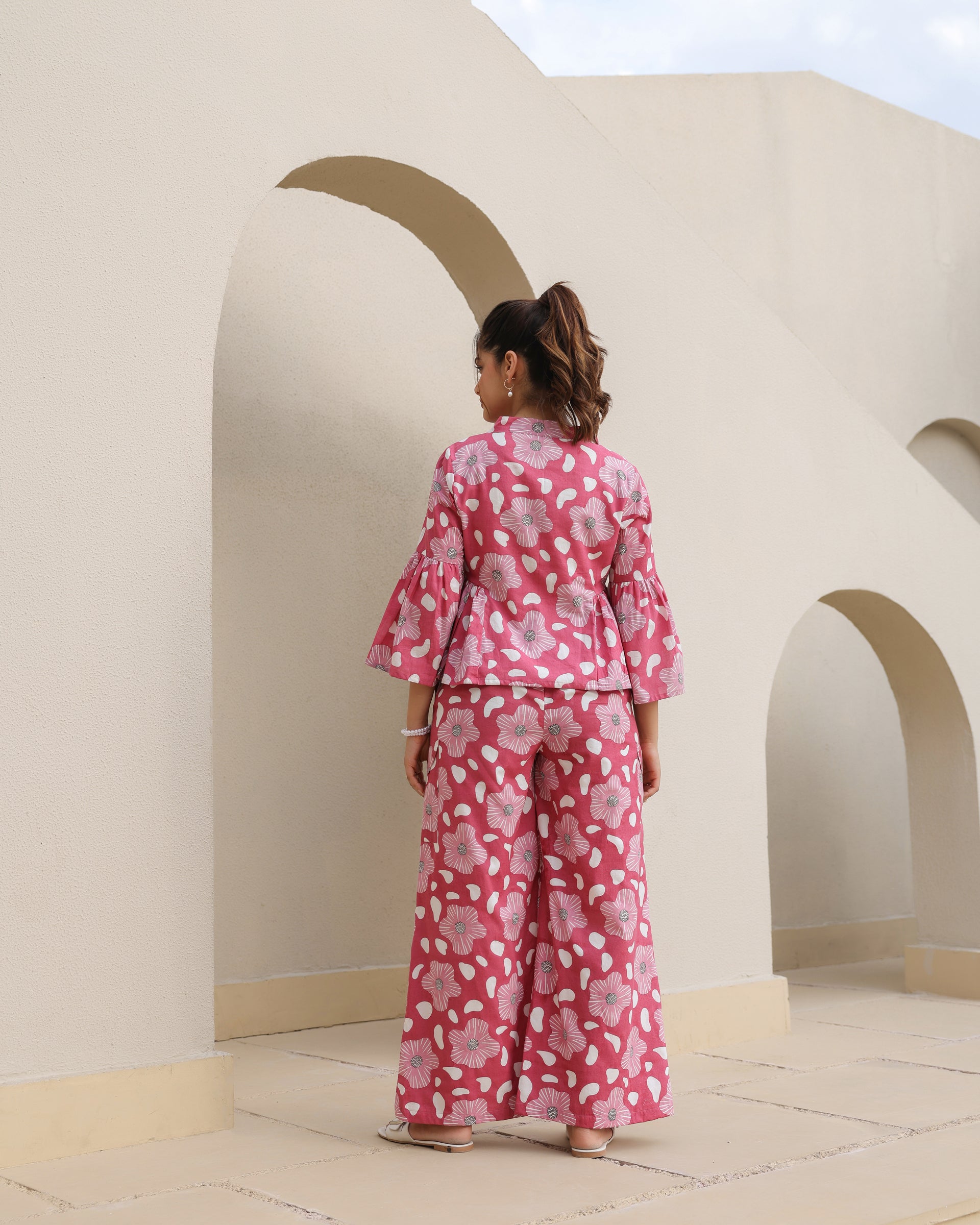 Blush Blossom Bell Sleeve Co-Ord Set