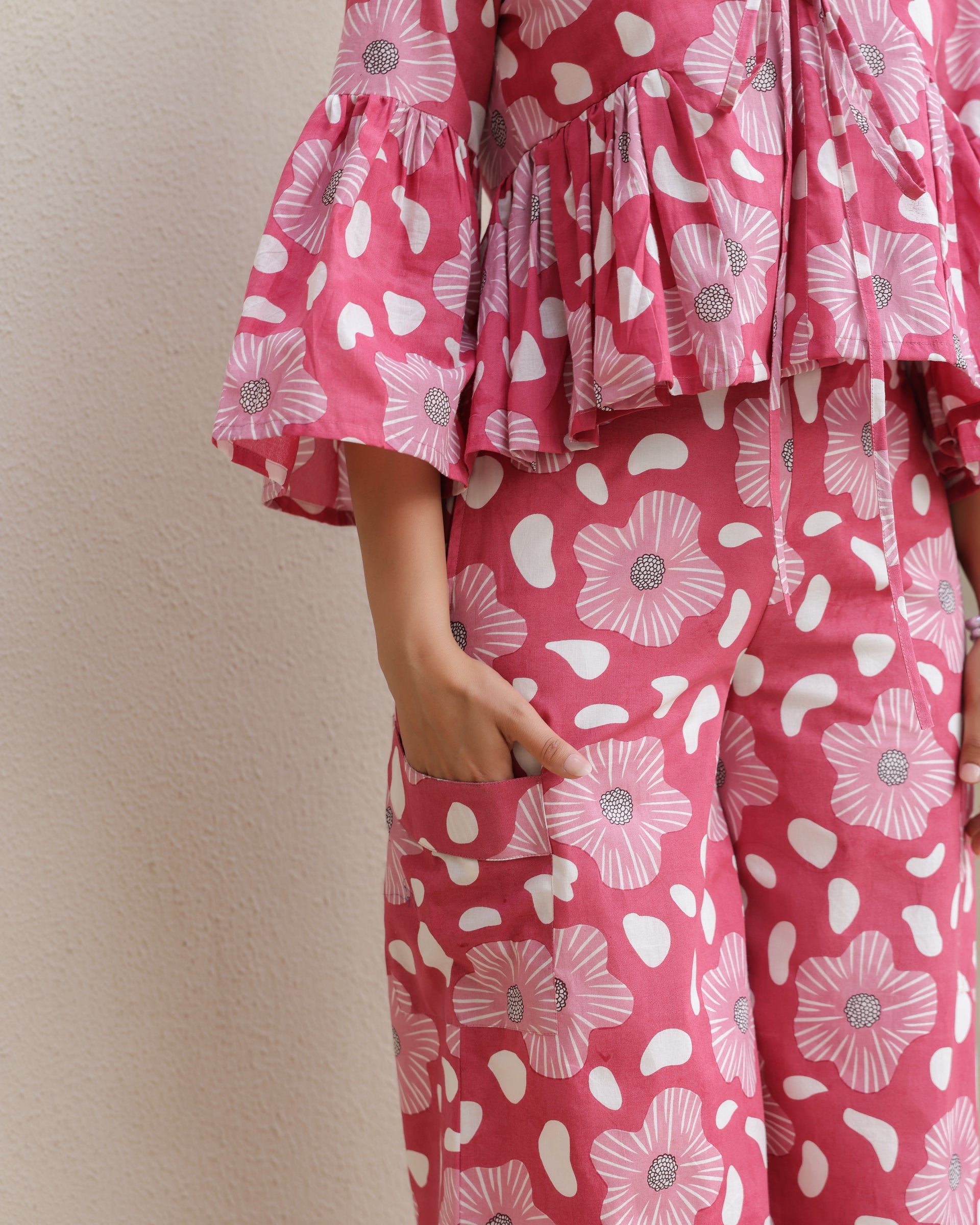 Blush Blossom Bell Sleeve Co-Ord Set