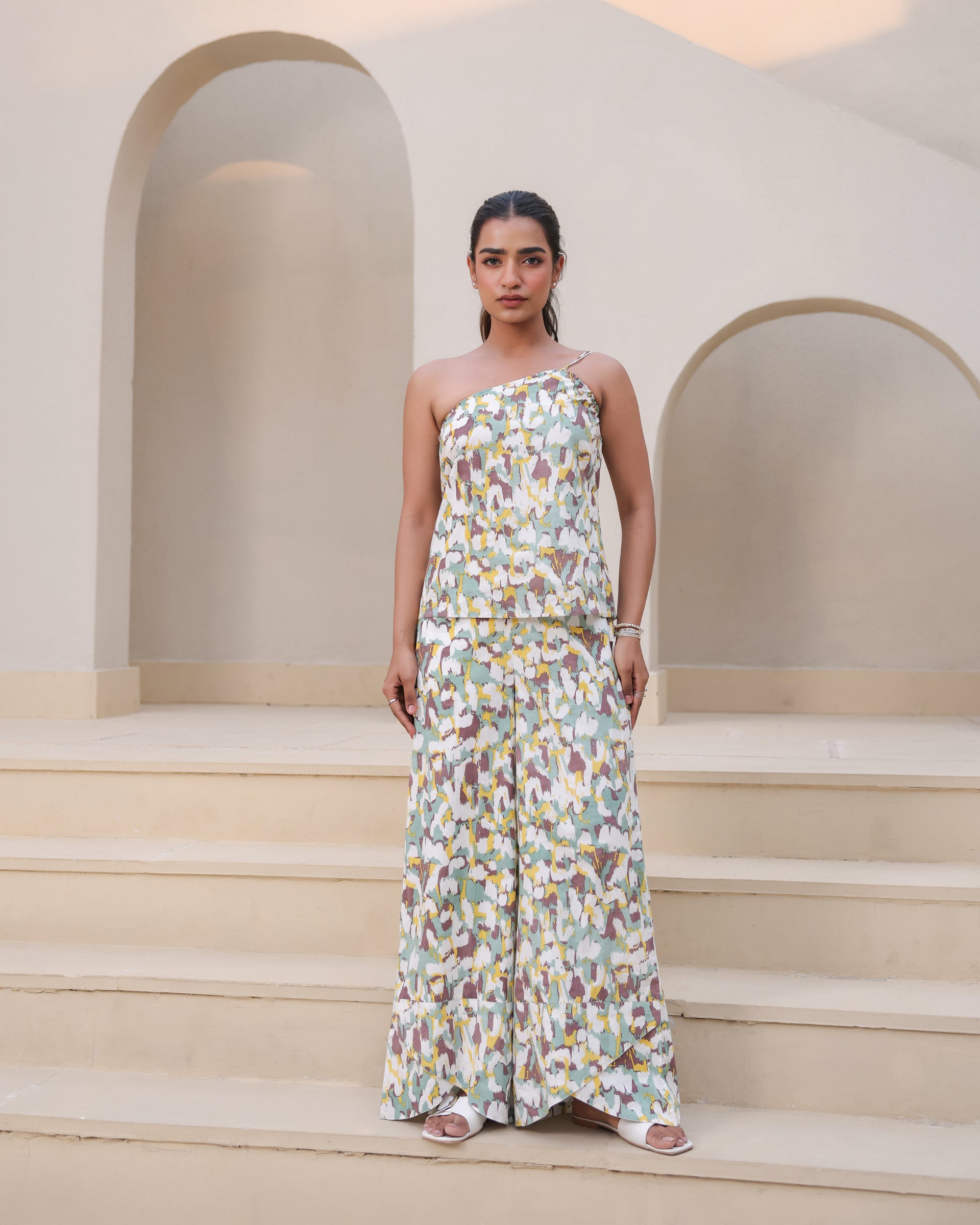 Brushstroke Mirage One-Shoulder Co-Ord Set