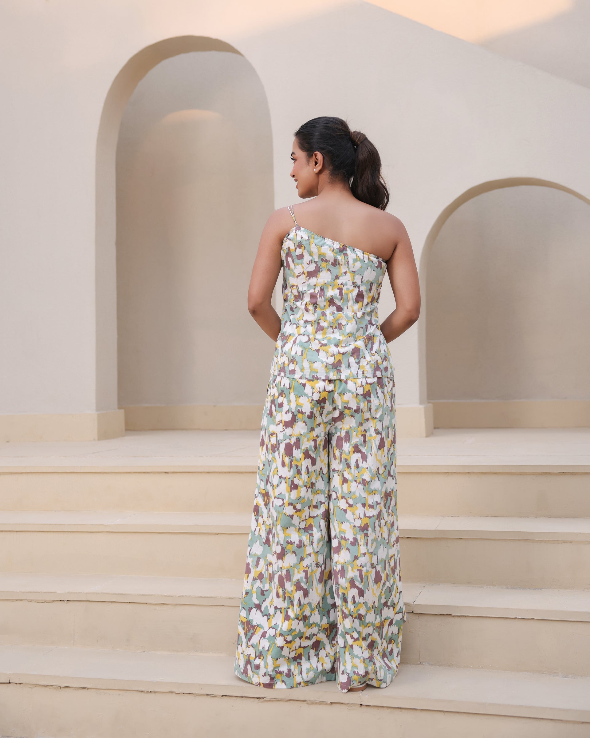 Brushstroke Mirage One-Shoulder Co-Ord Set