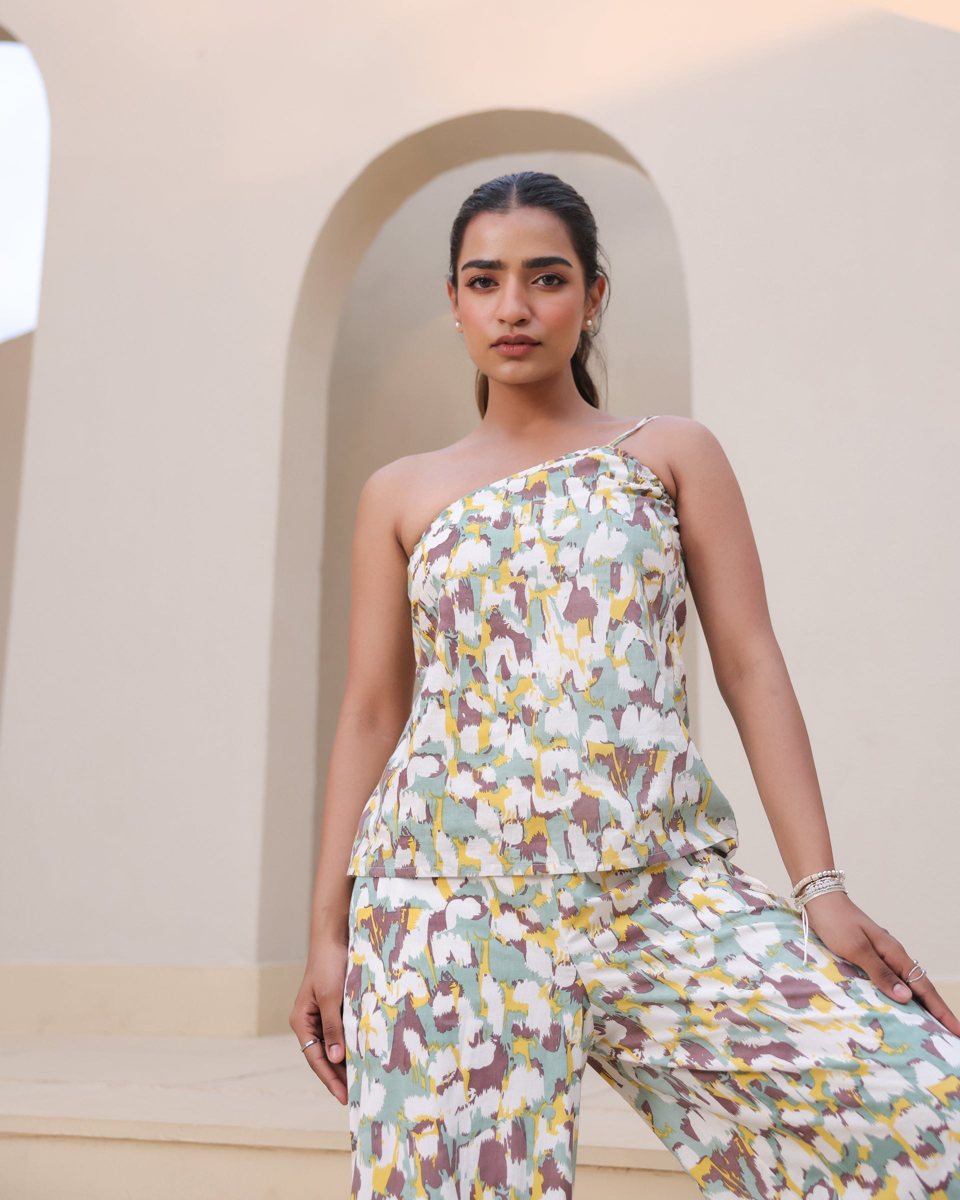 Brushstroke Mirage One-Shoulder Co-Ord Set