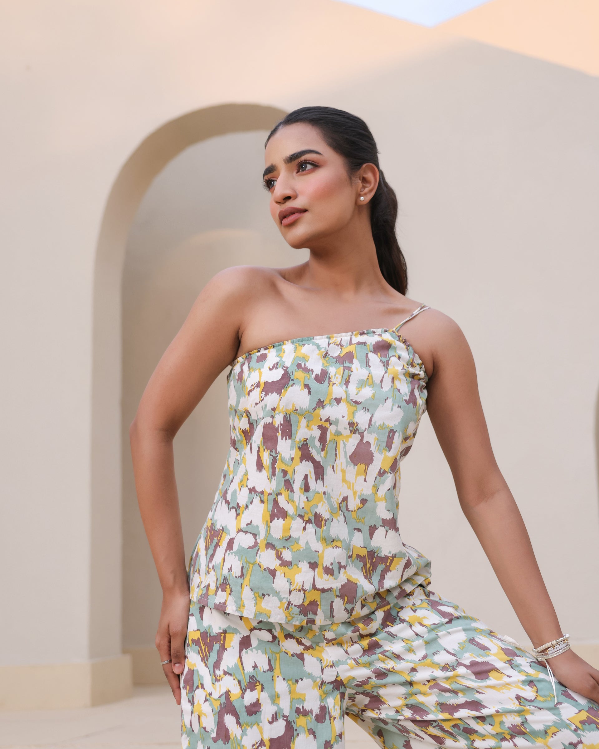 Brushstroke Mirage One-Shoulder Co-Ord Set