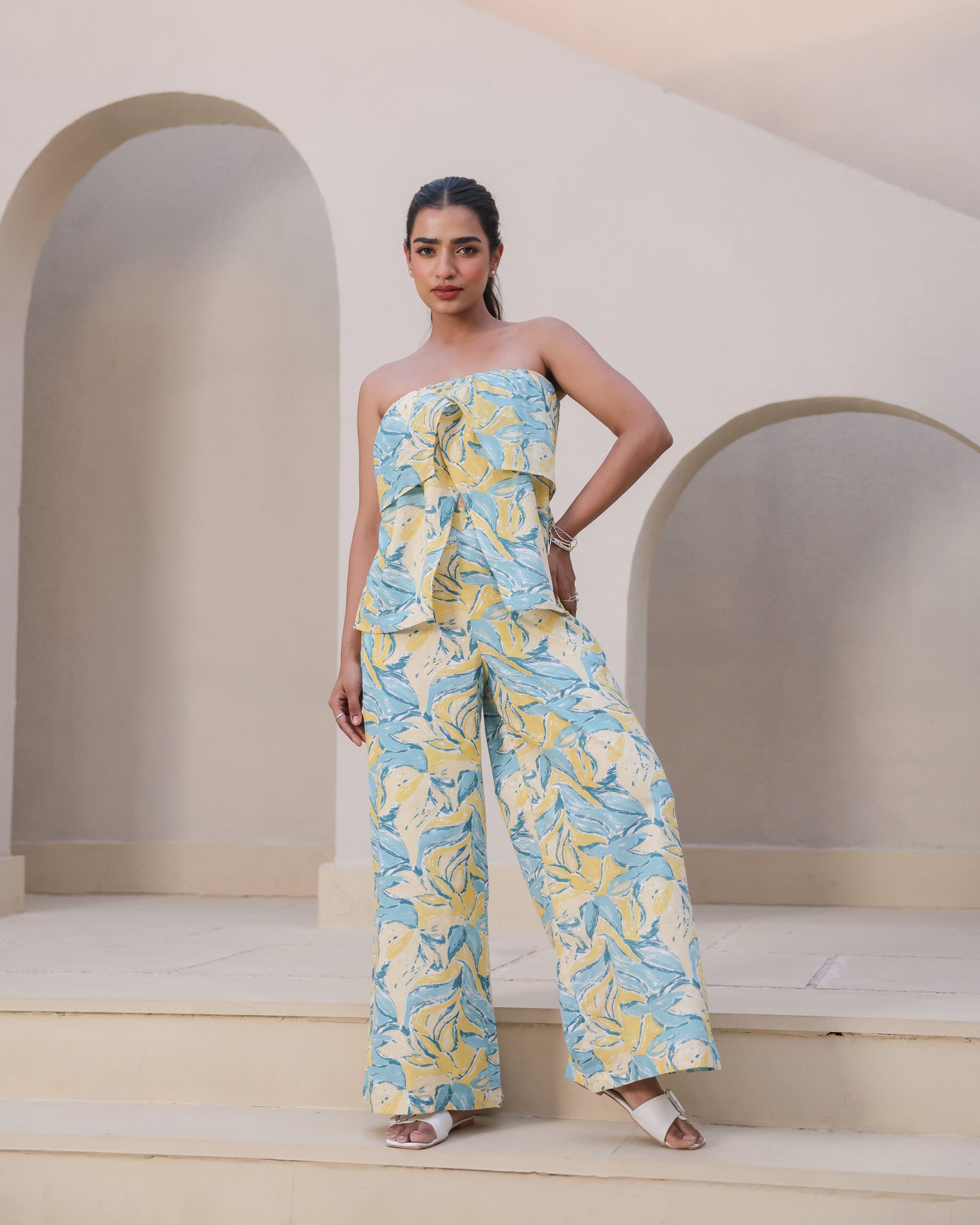 Sunset Bloom Strapless Co-Ord Set