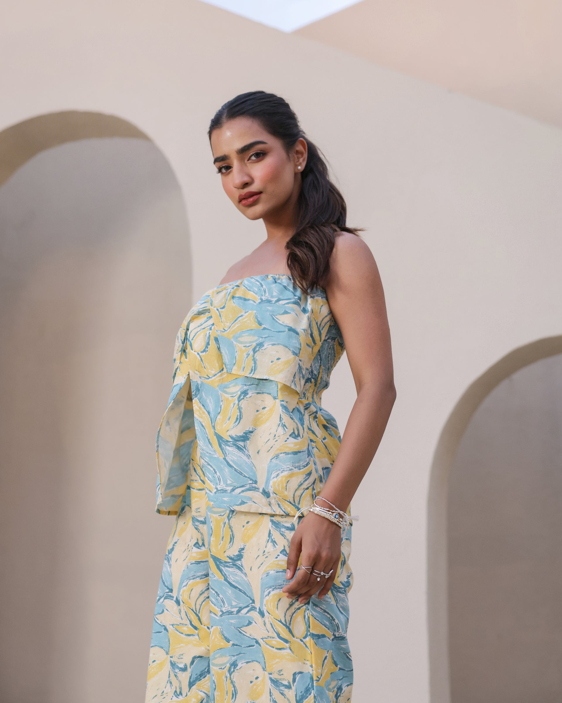 Sunset Bloom Strapless Co-Ord Set