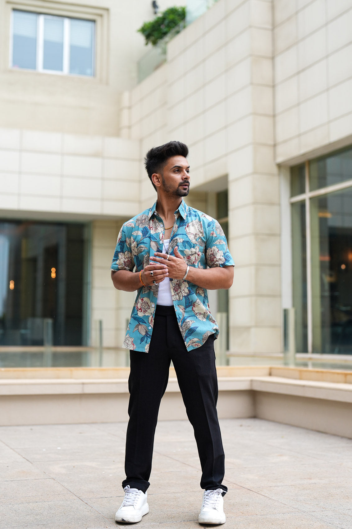 Maldives Blue Monsoon Floral Cotton Shirt