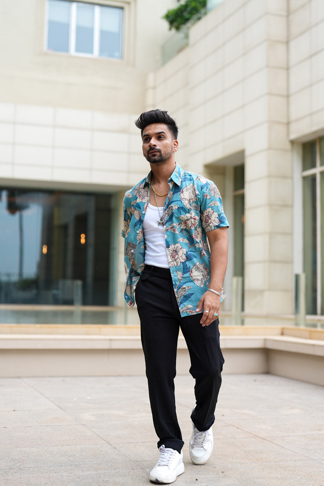 Maldives Blue Monsoon Floral Cotton Shirt