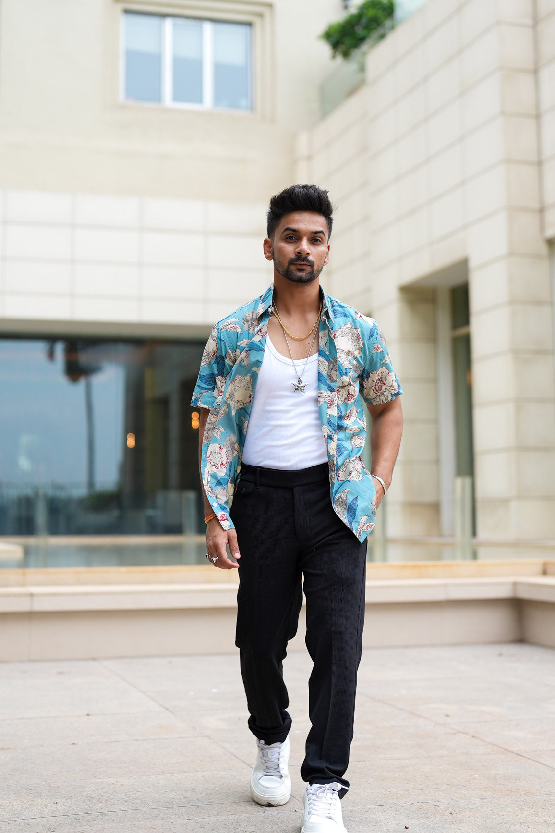 Maldives Blue Monsoon Floral Cotton Shirt