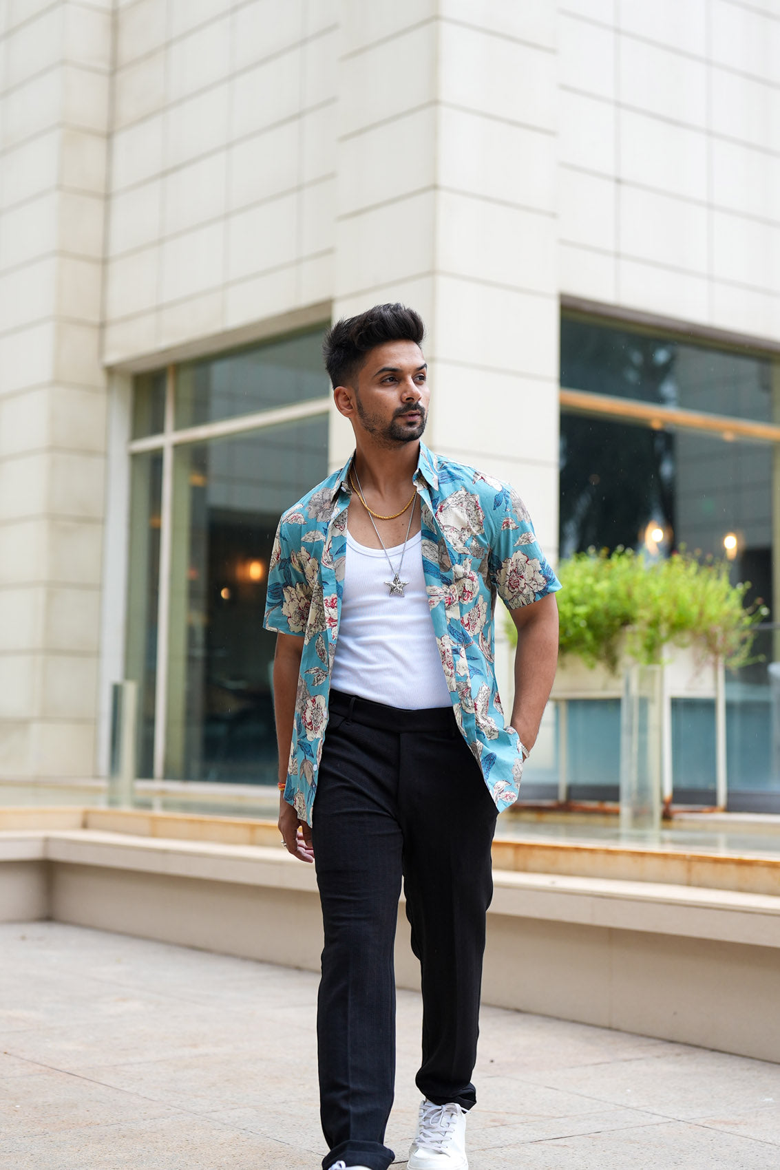Maldives Blue Monsoon Floral Cotton Shirt