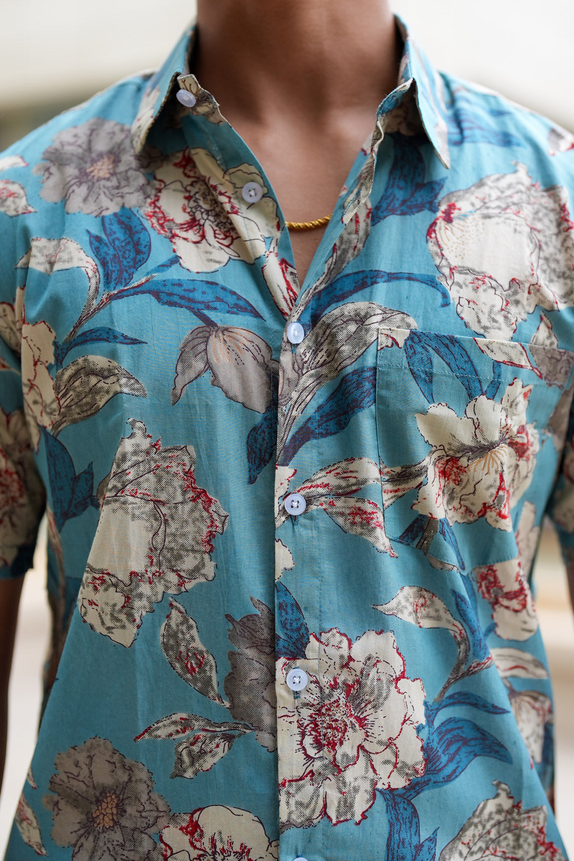 Maldives Blue Monsoon Floral Cotton Shirt