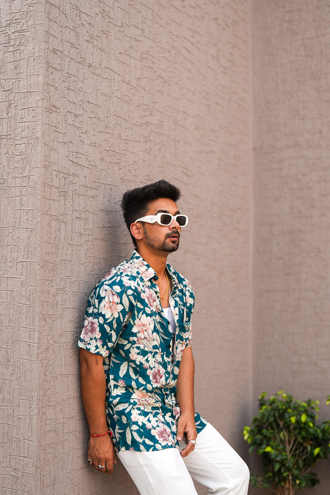 Wild Flower Dark Blue Cotton Shirt