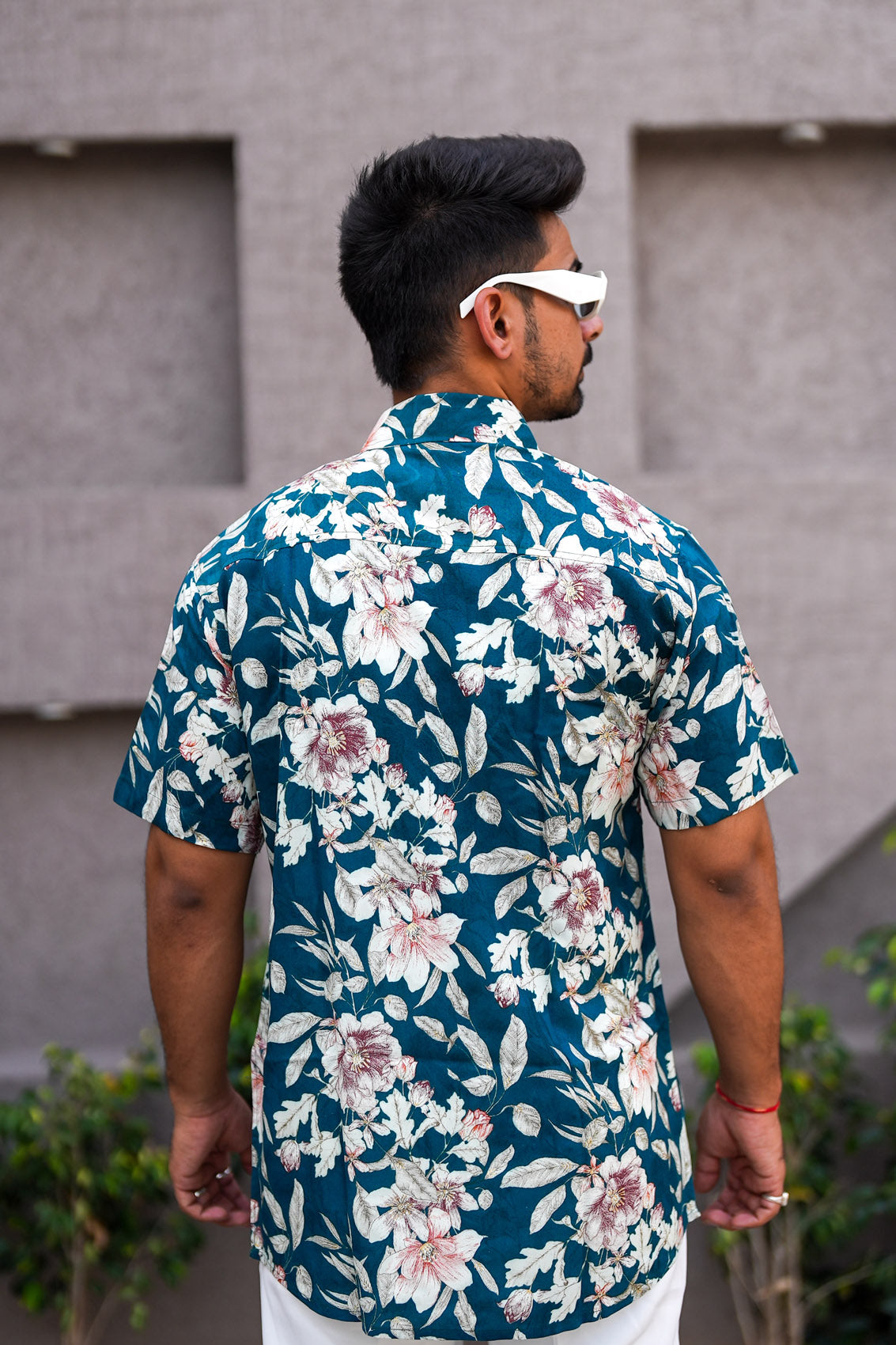 Wild Flower Dark Blue Cotton Shirt