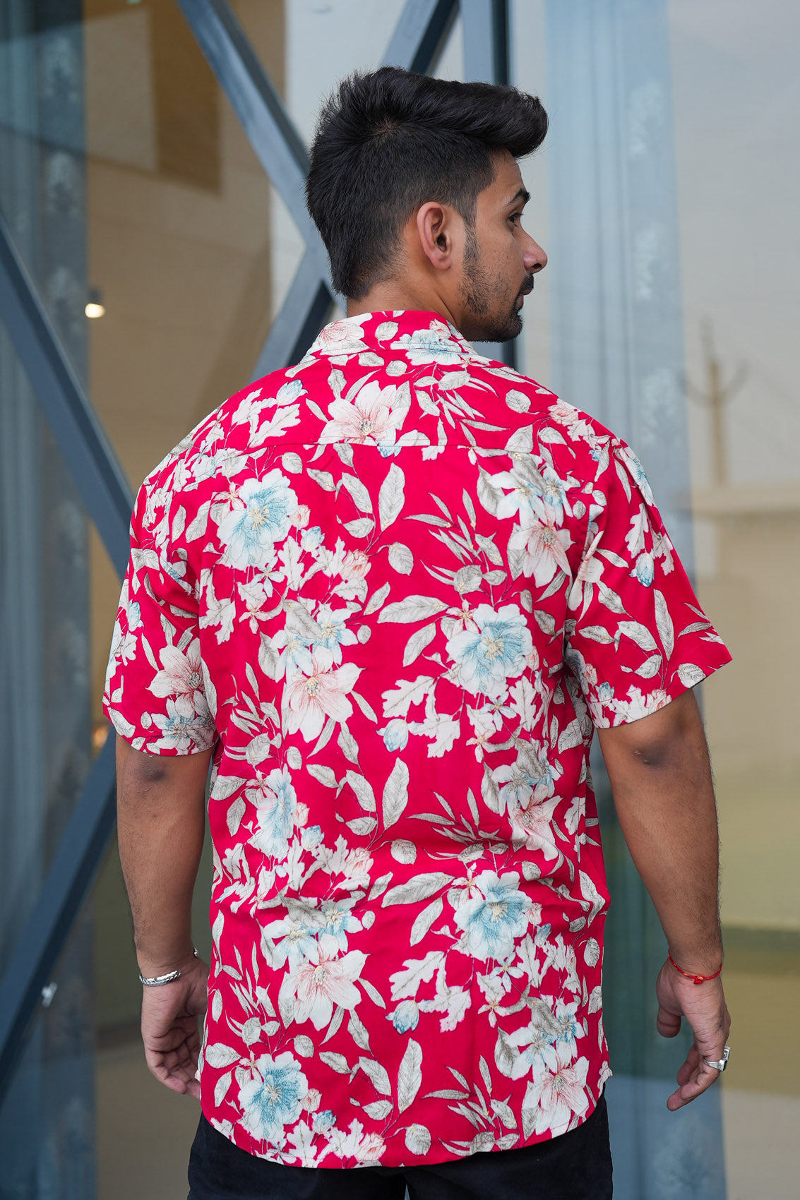 Wild Flower Red Cotton Shirt