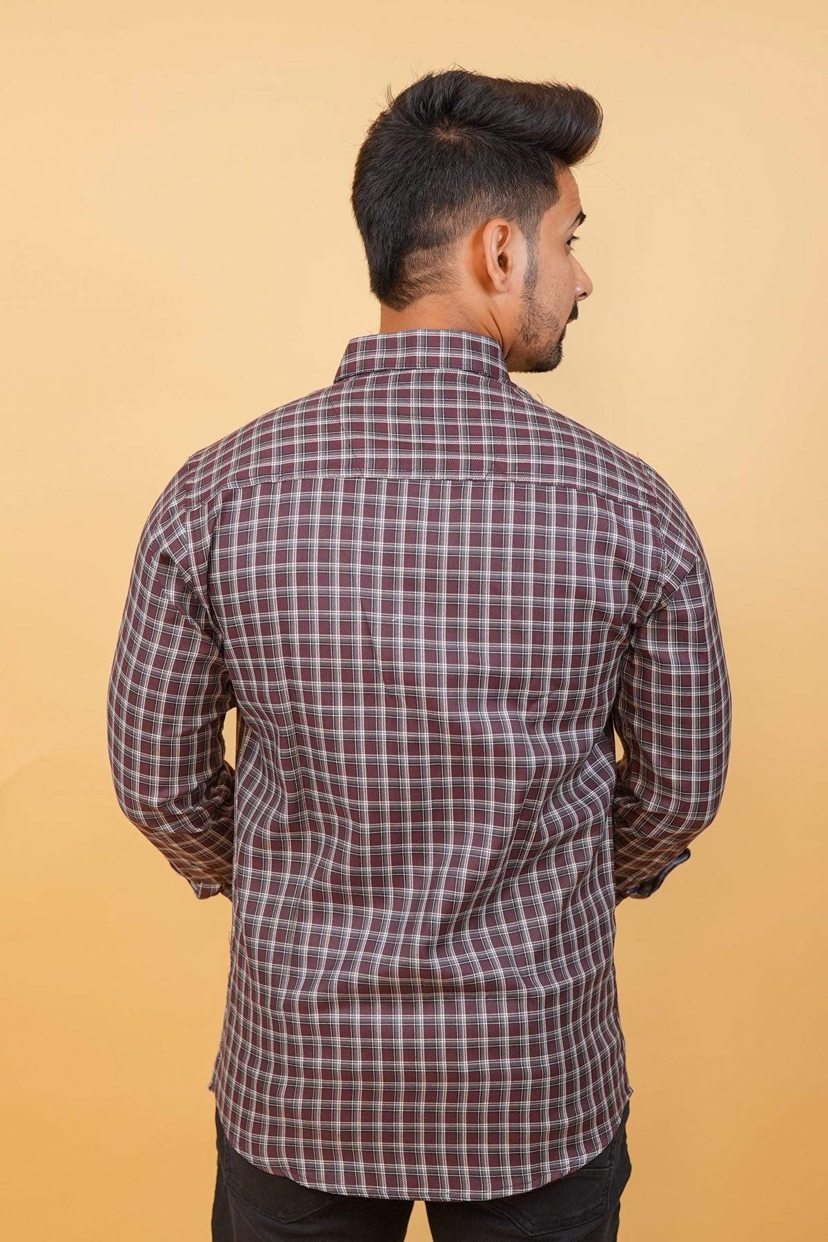 Brown Checked Casual Mens Shirt