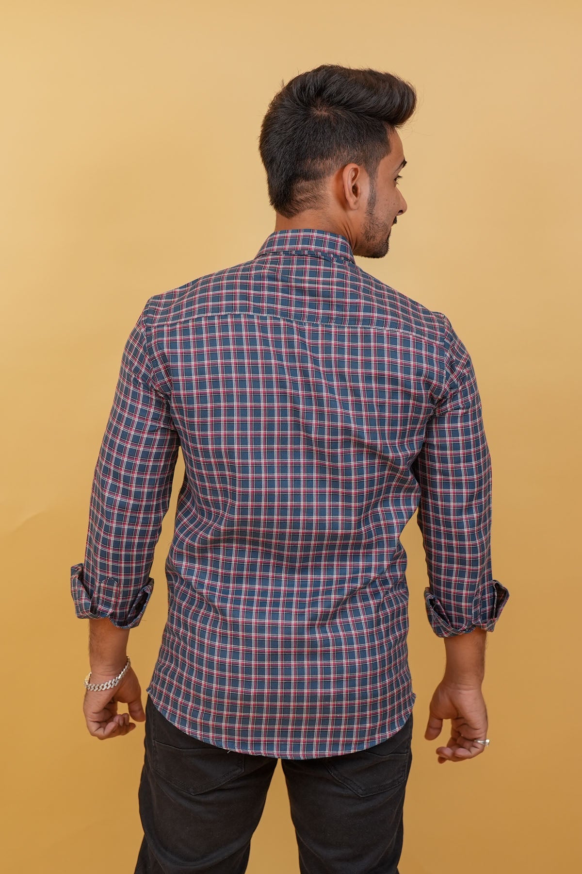 Dark Blue Checked Mens Shirt