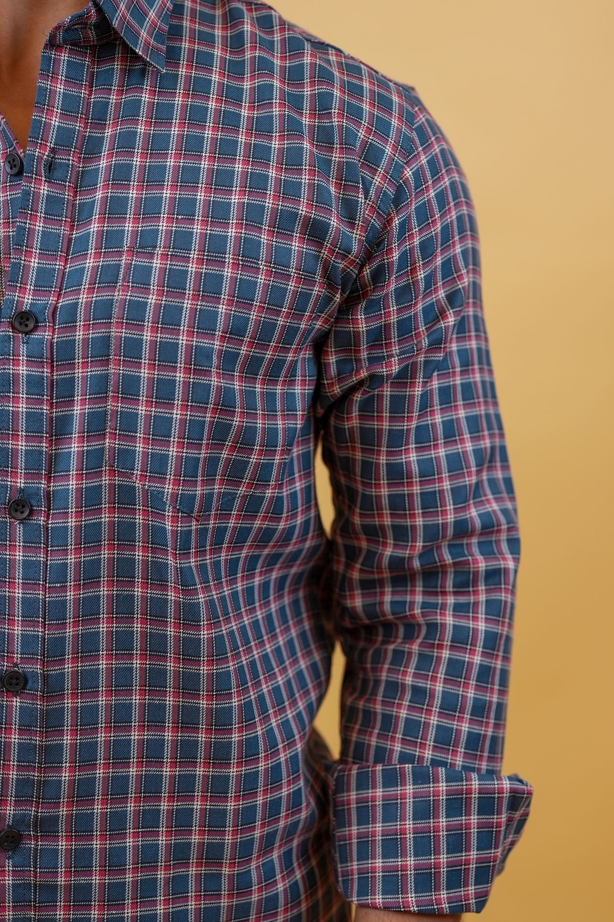 Dark Blue Checked Mens Shirt