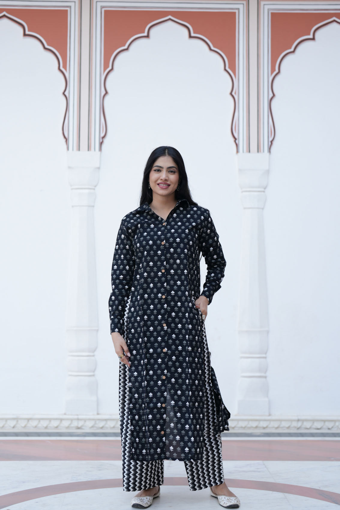 Black Shirt Style Kurta 2 Pc. Set