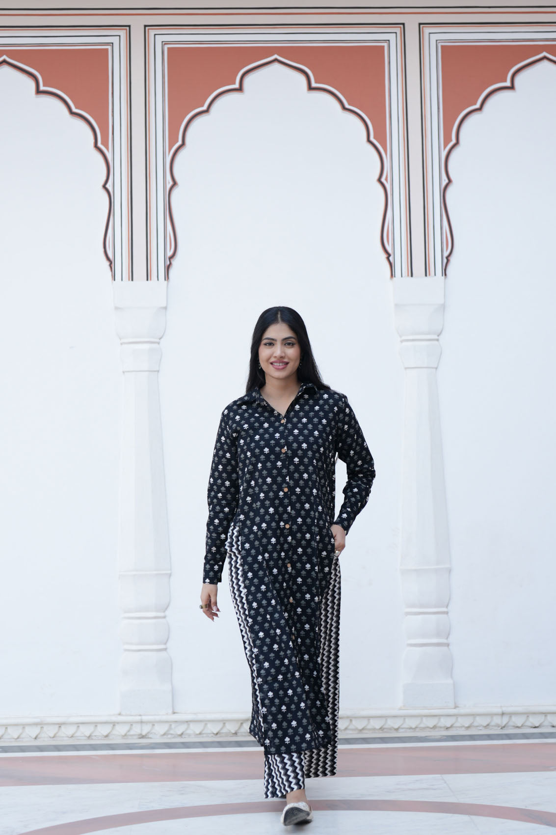 Black Shirt Style Kurta 2 Pc. Set