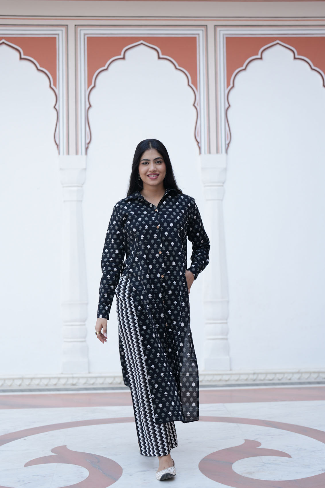 Black Shirt Style Kurta 2 Pc. Set