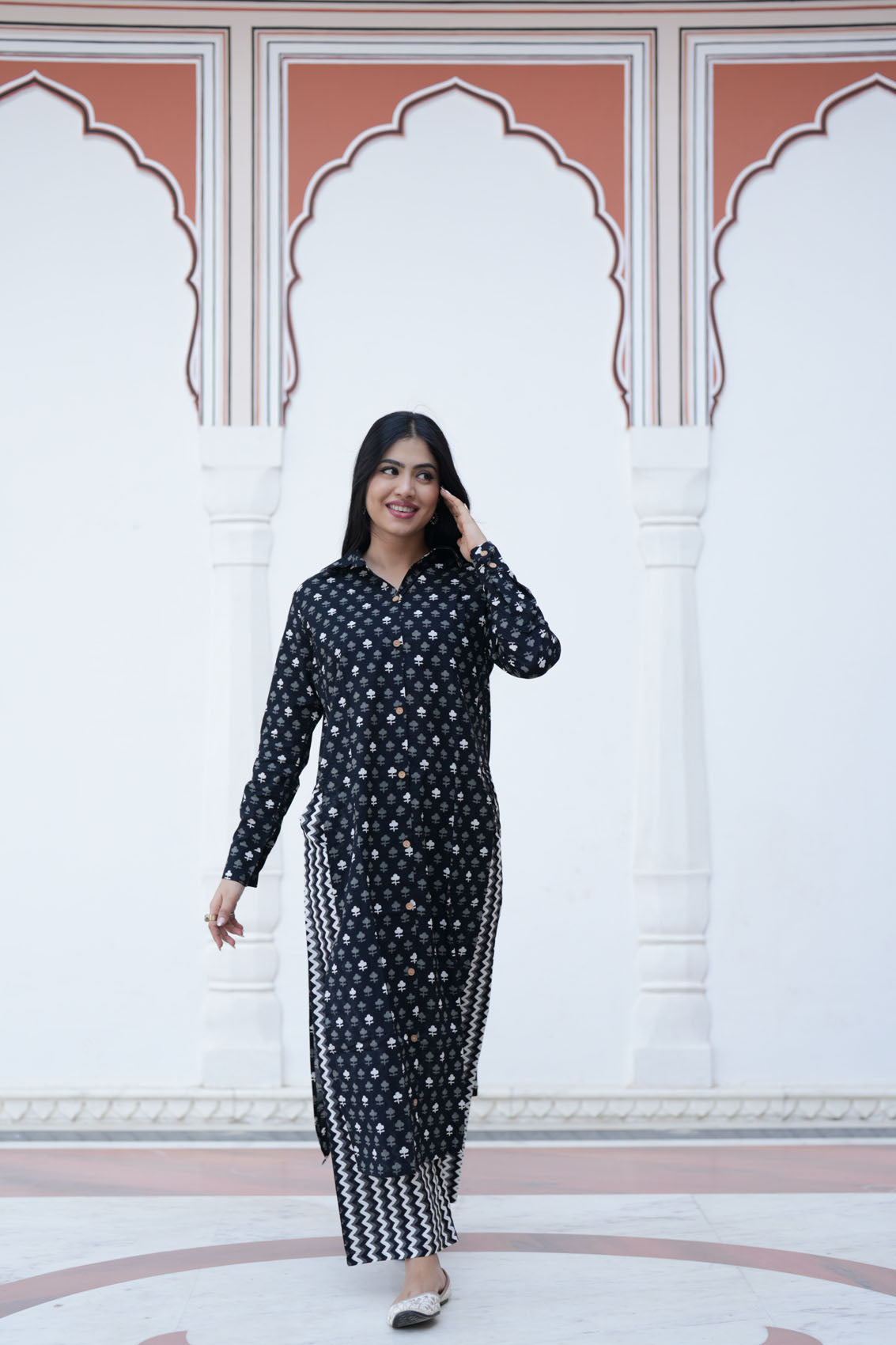 Black Shirt Style Kurta 2 Pc. Set