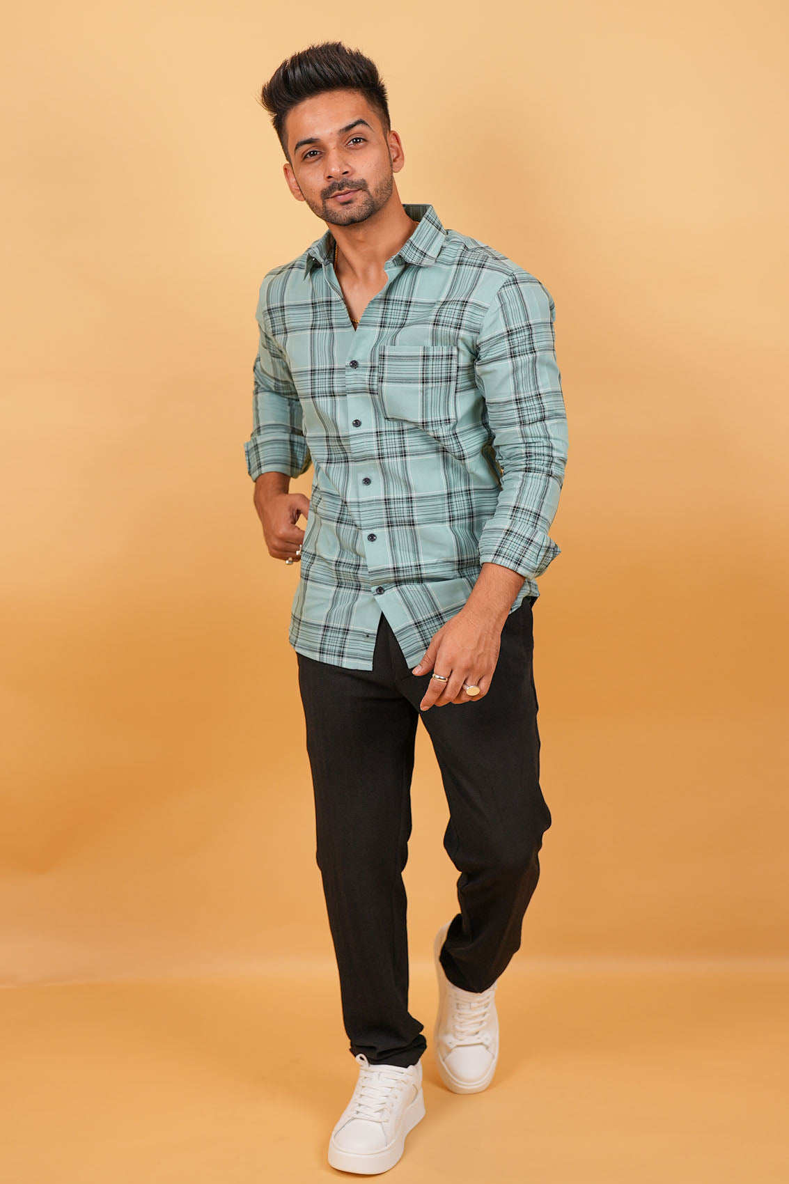 Iceberg Blue Checks Cotton Shirt