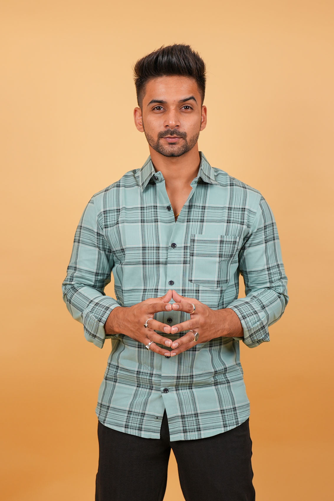 Iceberg Blue Checks Cotton Shirt