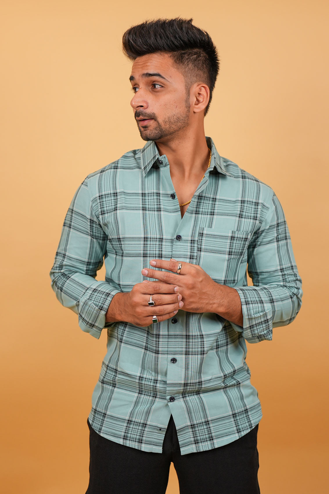 Iceberg Blue Checks Cotton Shirt