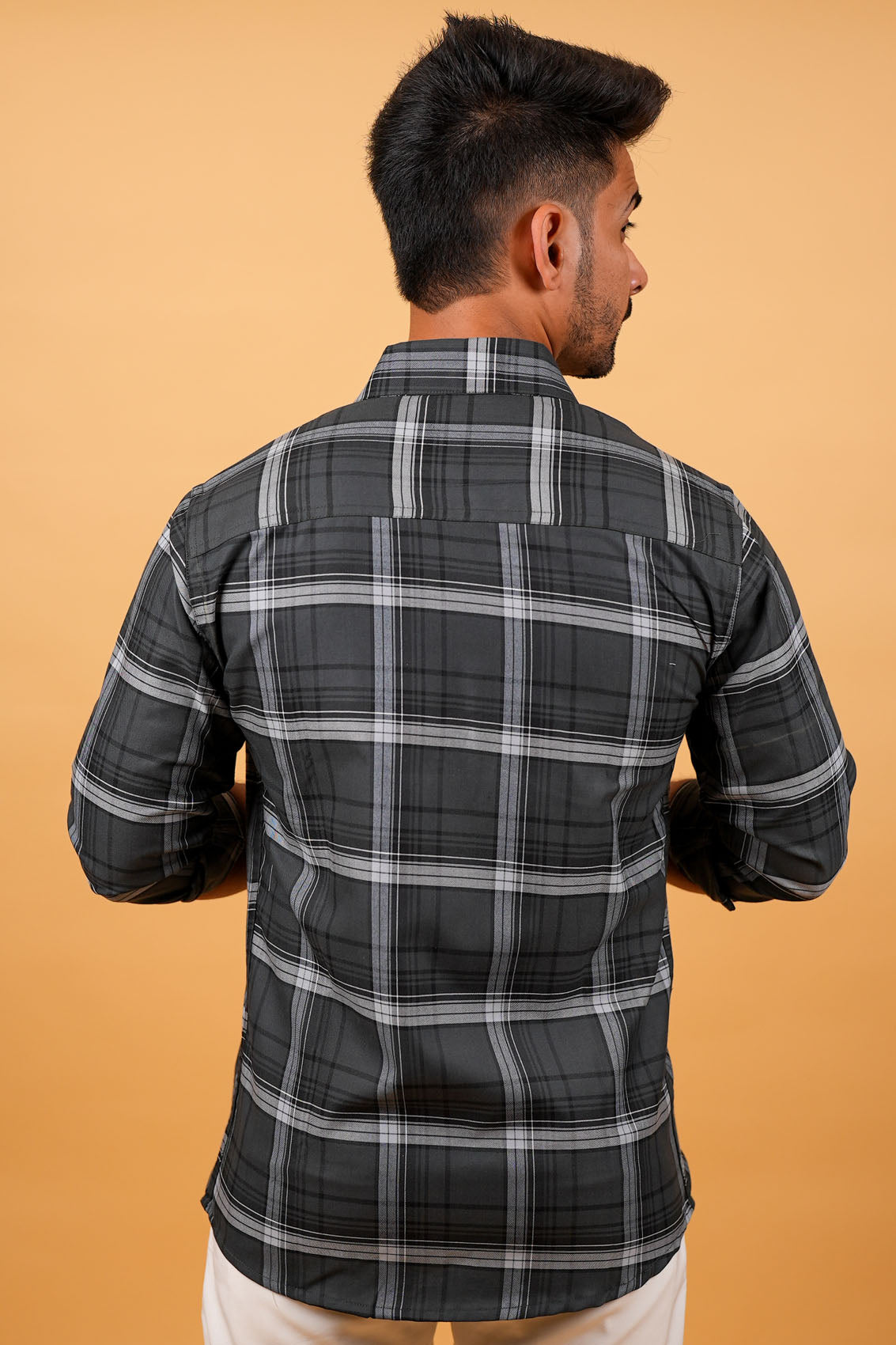 Charcoal Grey Checks Cotton Shirt