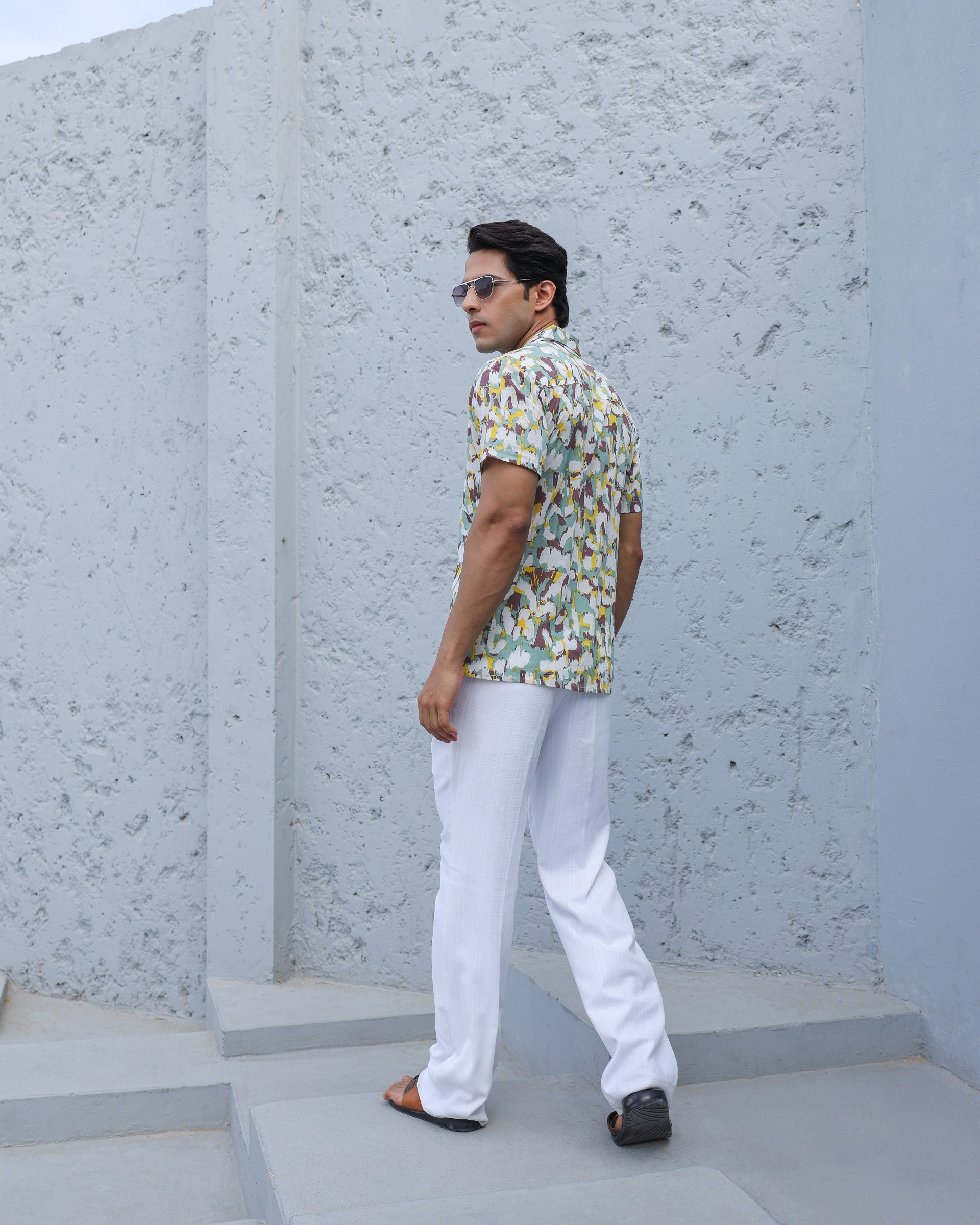Urban Mirage Abstract Print Cuban Collar Shirt