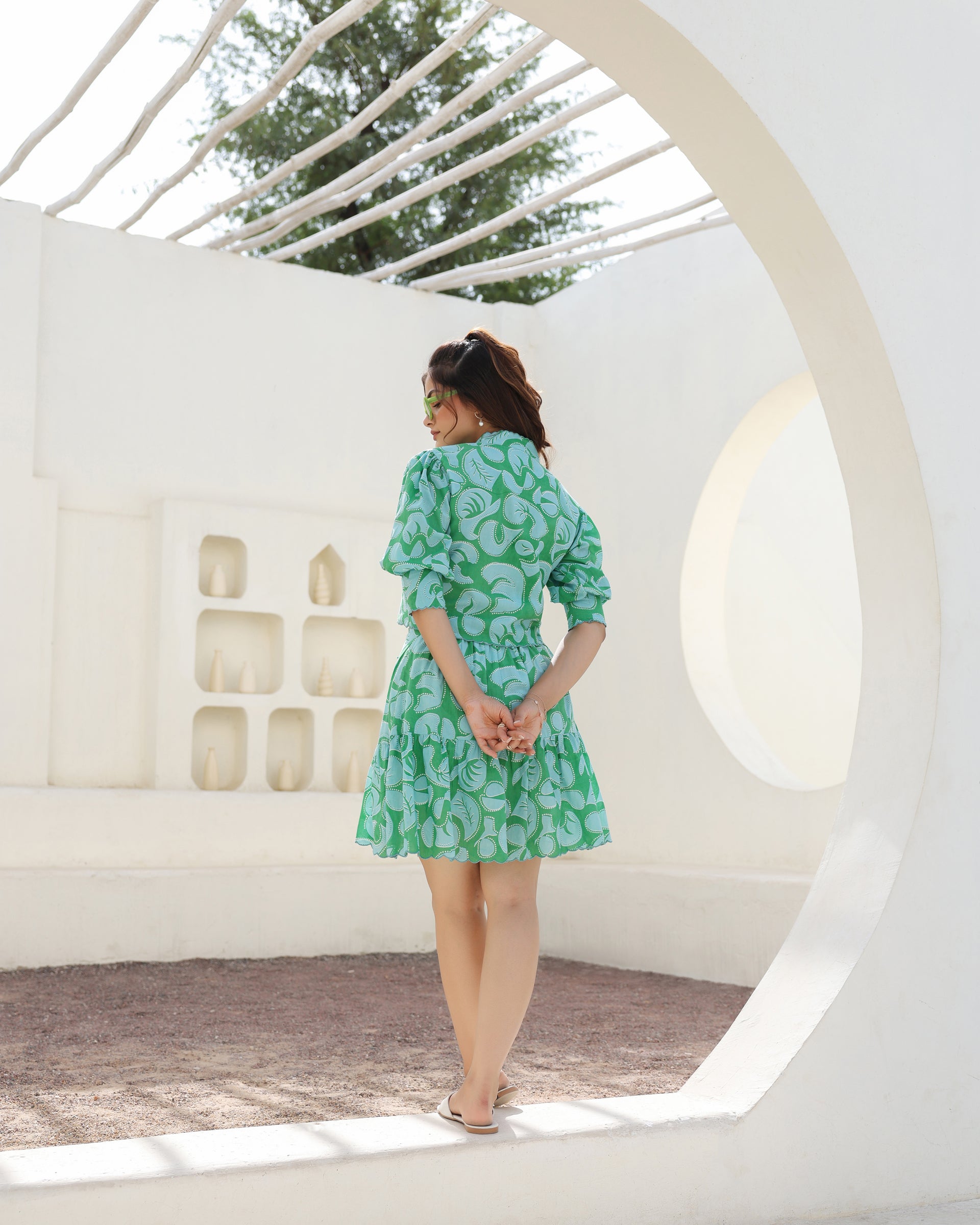 Aqua Swirl Top & Skirt Co-Ord Set