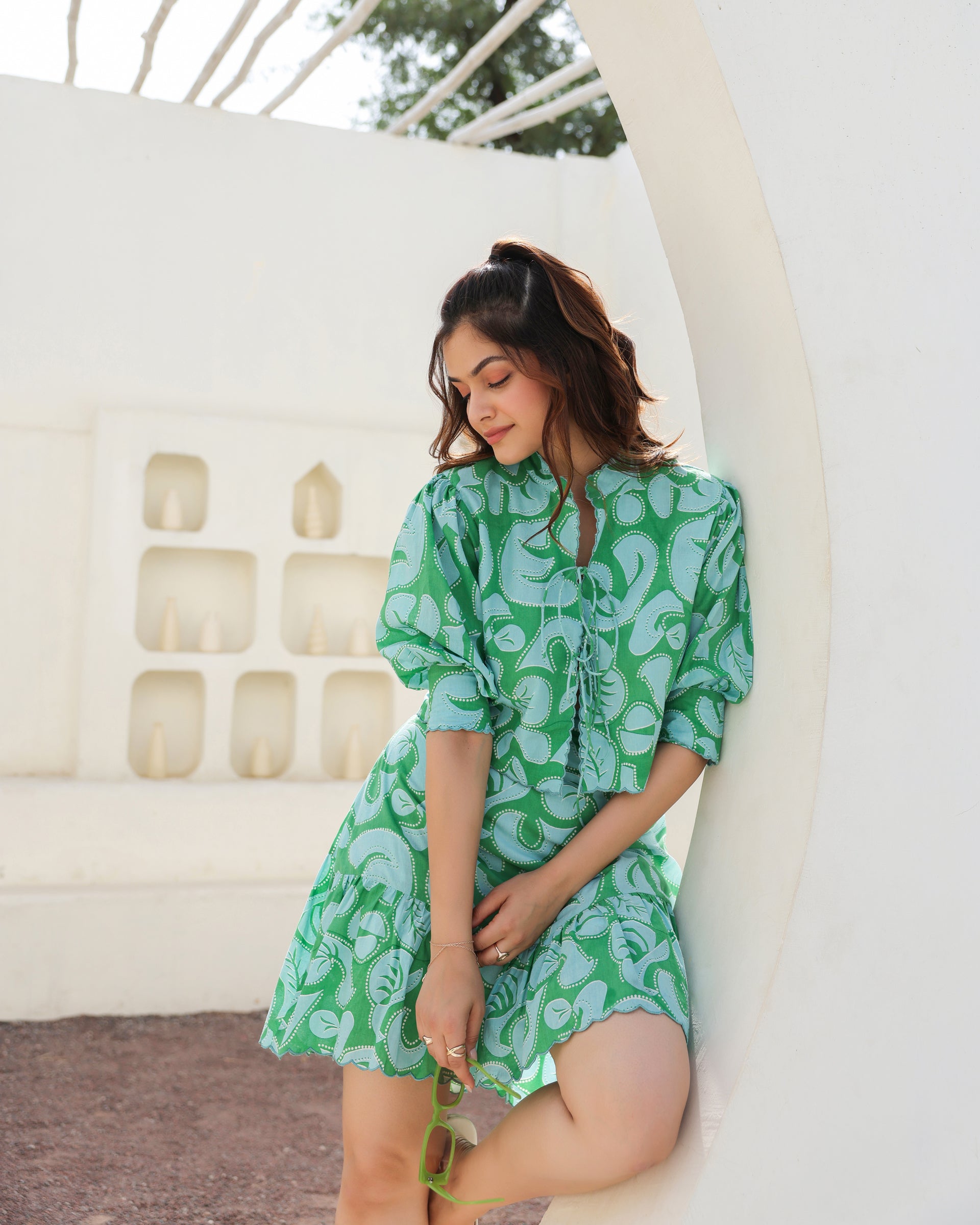 Aqua Swirl Top & Skirt Co-Ord Set