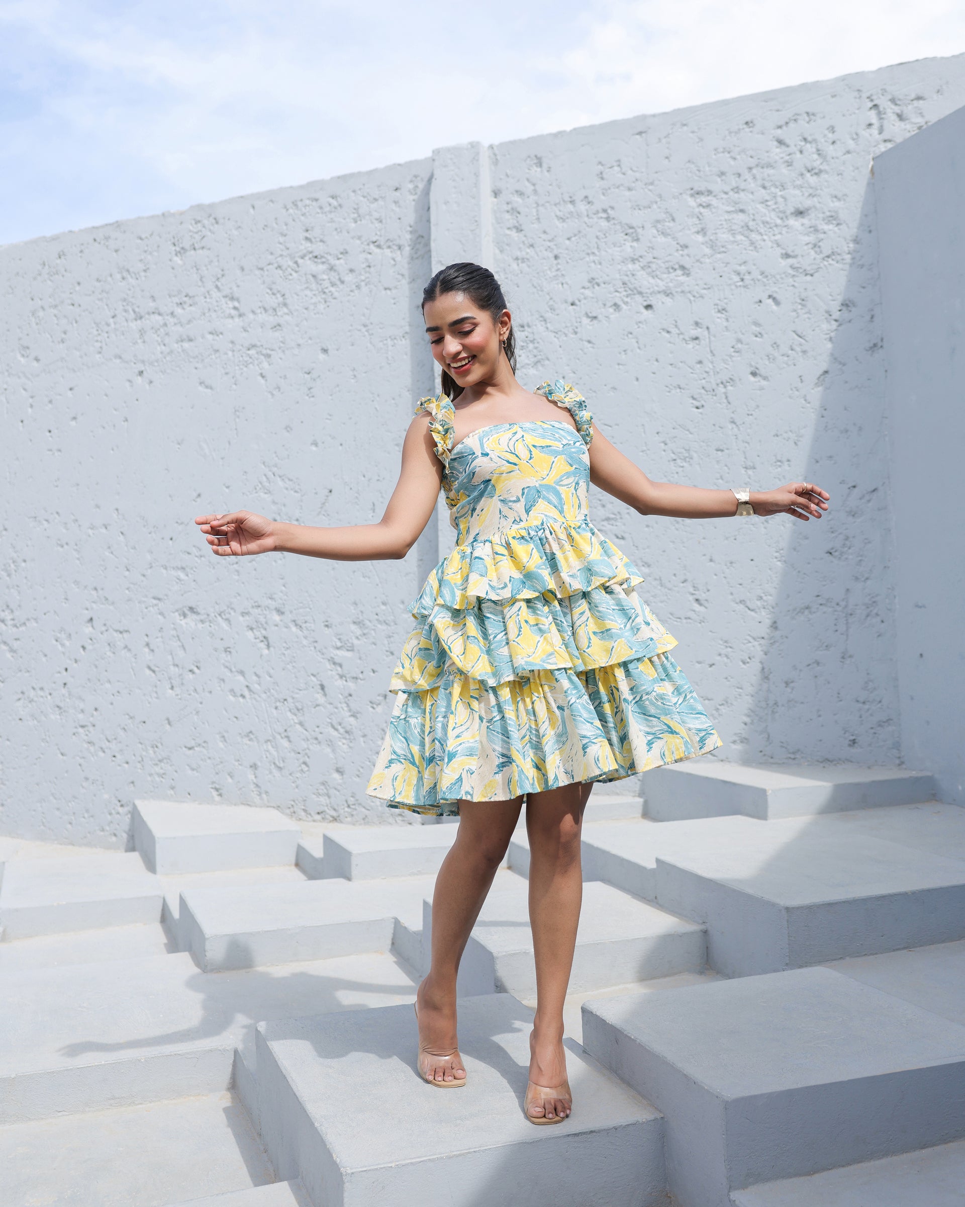 Sunset Breeze Ruffle Tiered Mini Dress