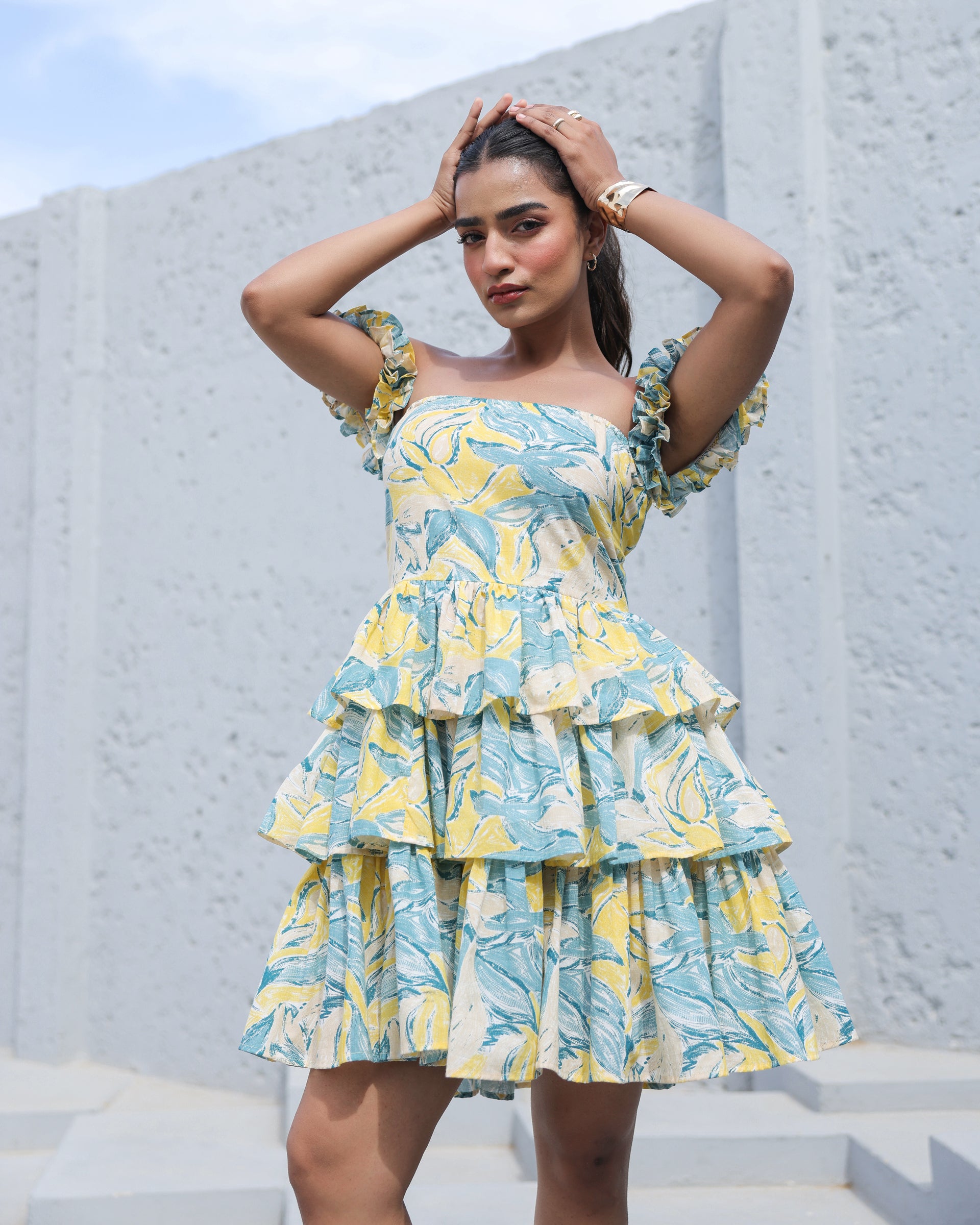Sunset Breeze Ruffle Tiered Mini Dress