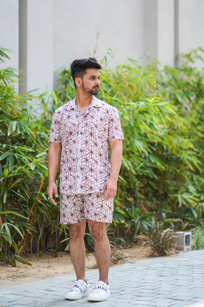 Men White Co Ords Set