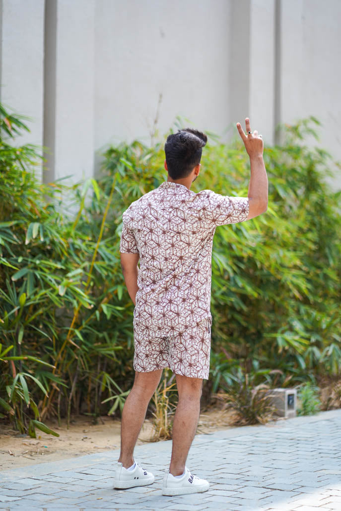 Men White Co Ords Set