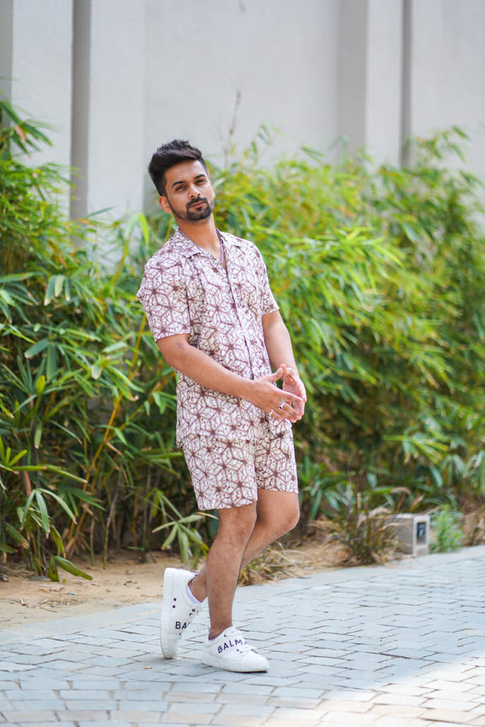 Men White Co Ords Set