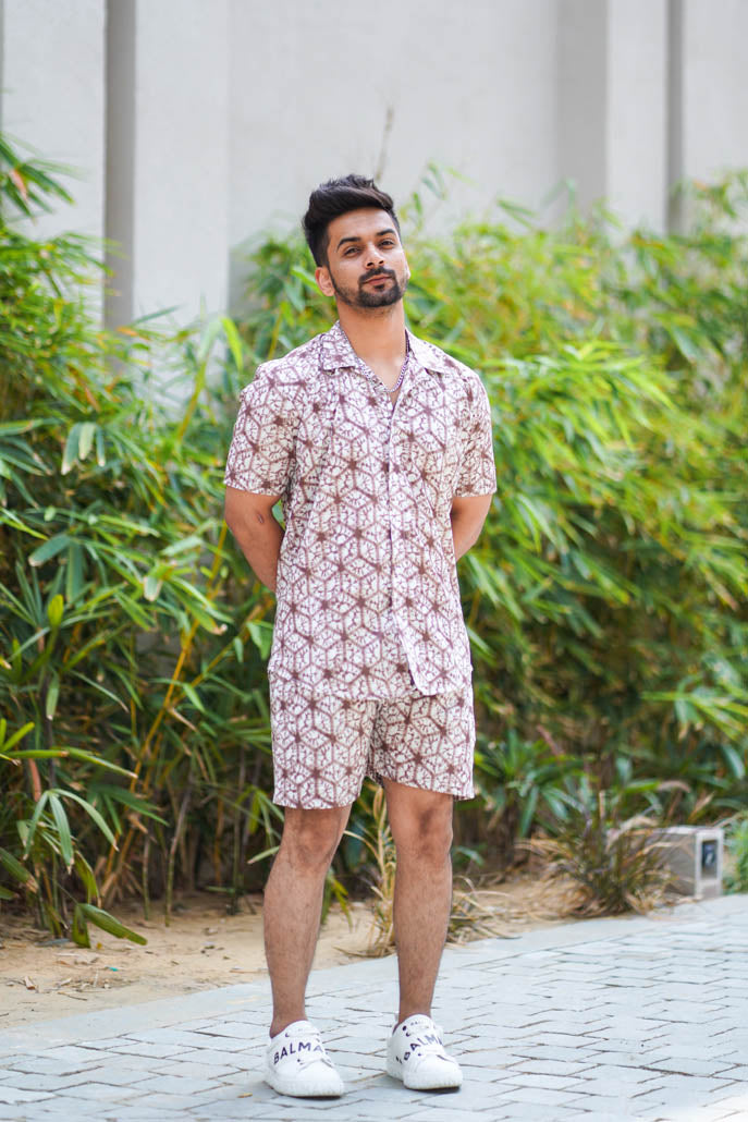 Men White Co Ords Set