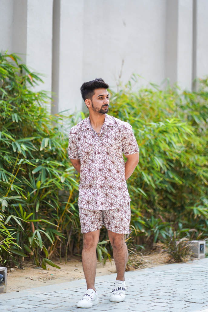 Men White Co Ords Set