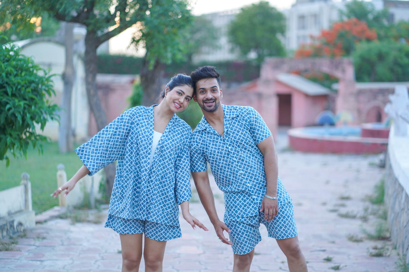 Men Printed Light Blue Co Ords Set