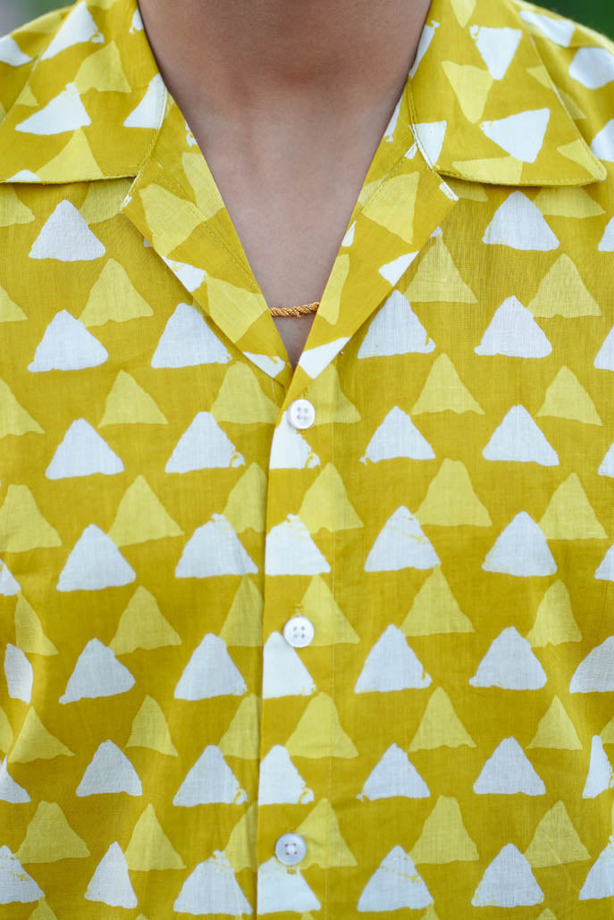 Men Printed Yellow Co Ords Set