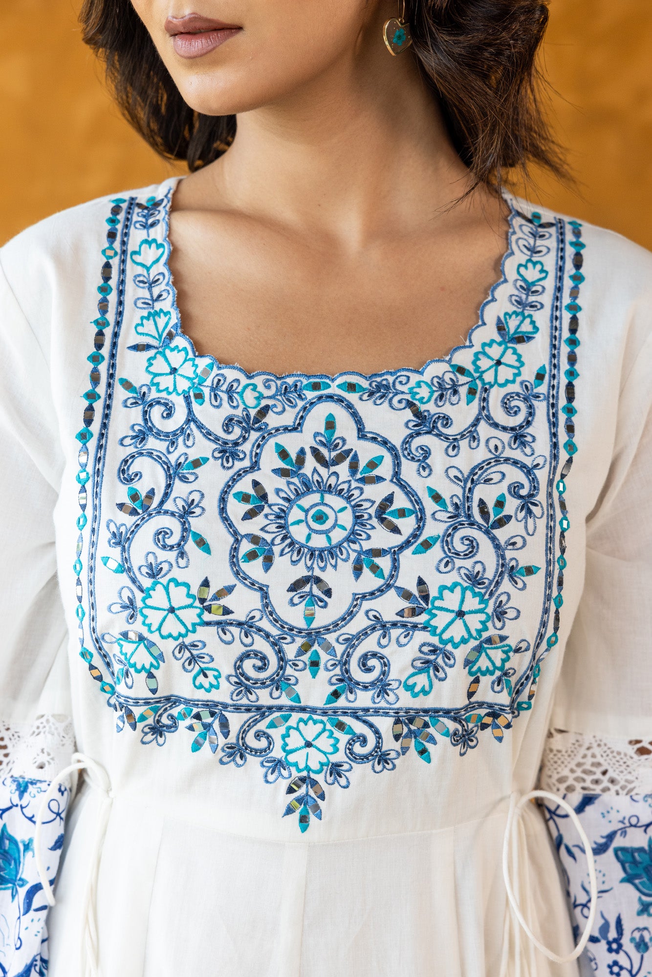 Azure Embroidered Long Dress