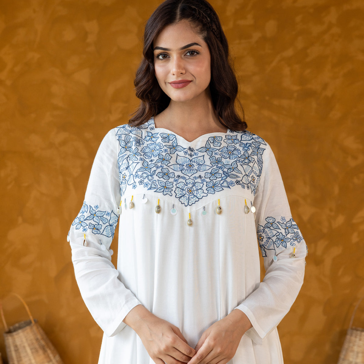 white blue embroidered dress on Long Size:Y/M (10) Jessica Dress Black polished look Dresses for Wedding Guests