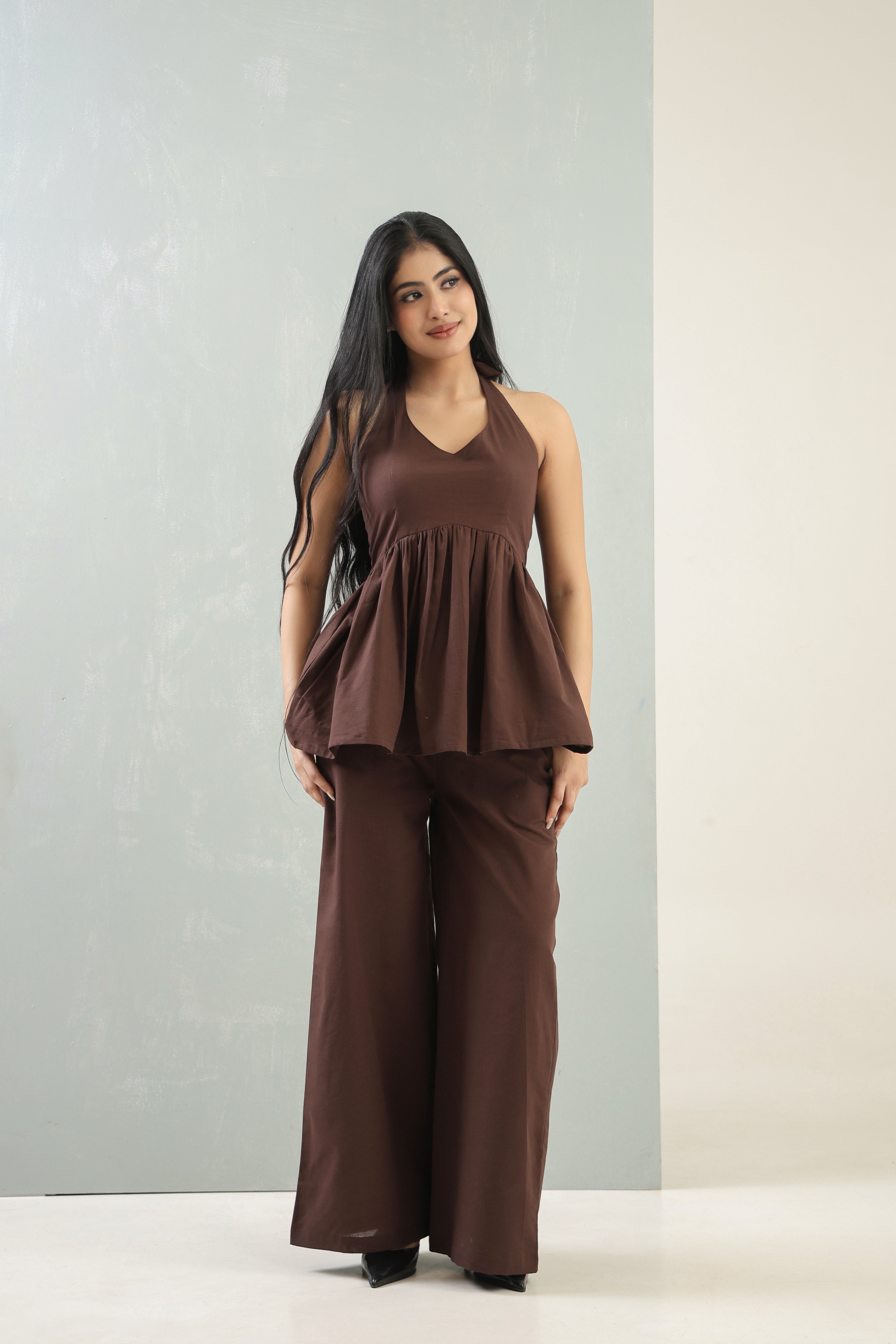 Cocoa Bloom Halter Co-Ord Set